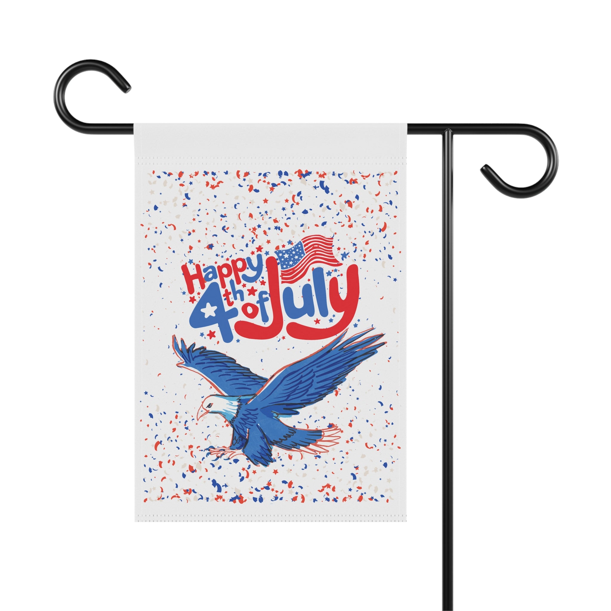 4th of July Garden Flag — "Happy 4th of July" Eagle Patriotic House Banner