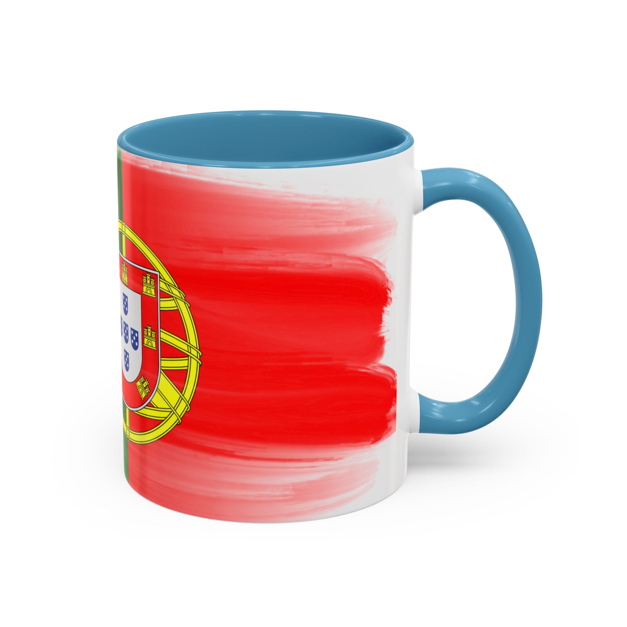 Portugal Flag Accent Coffee Mug — Painted Portuguese Crest Design (11/15oz)
