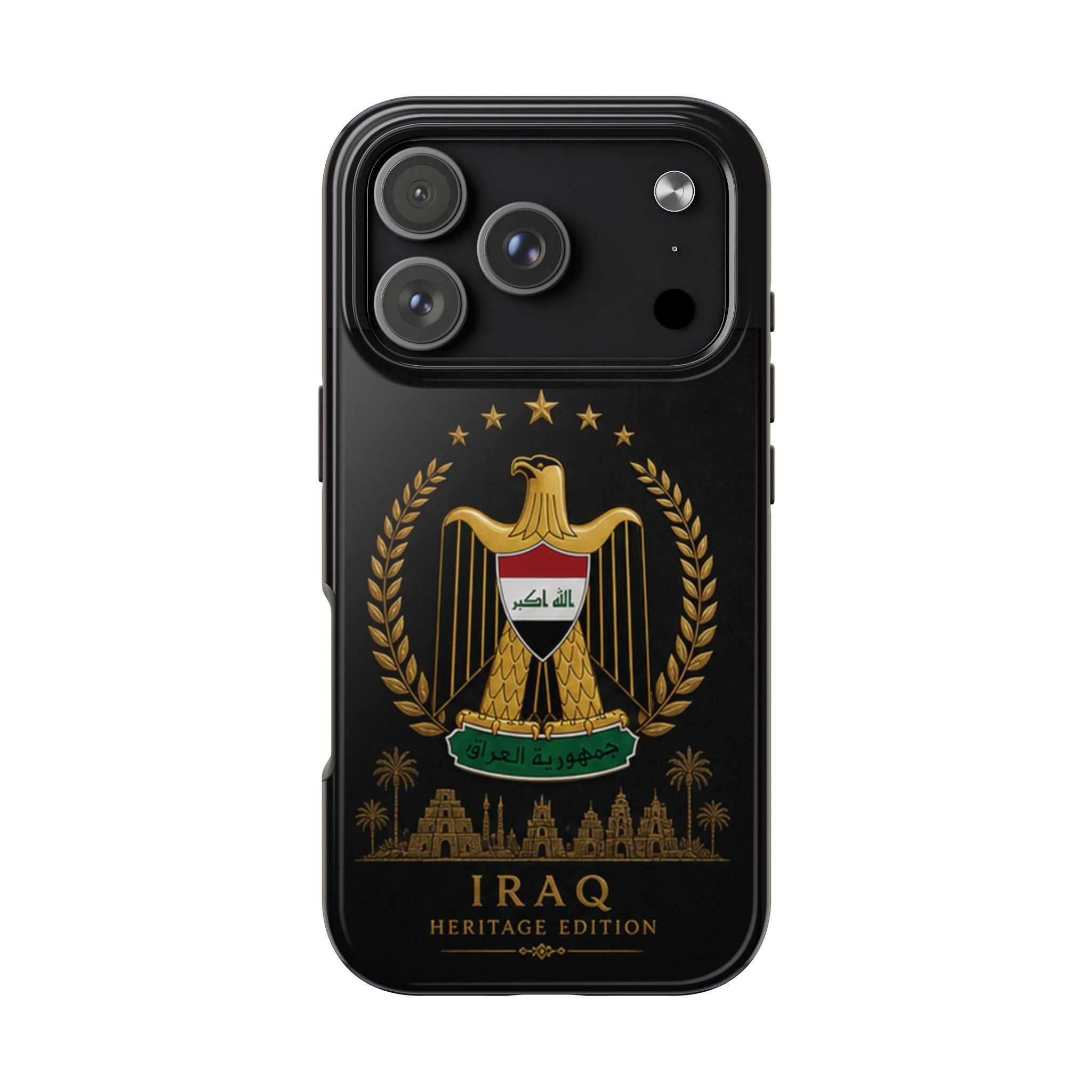 Iraq Coat of Arms Tough Phone Case — Arabic ‘Allahu Akbar’ Military Eagle Design