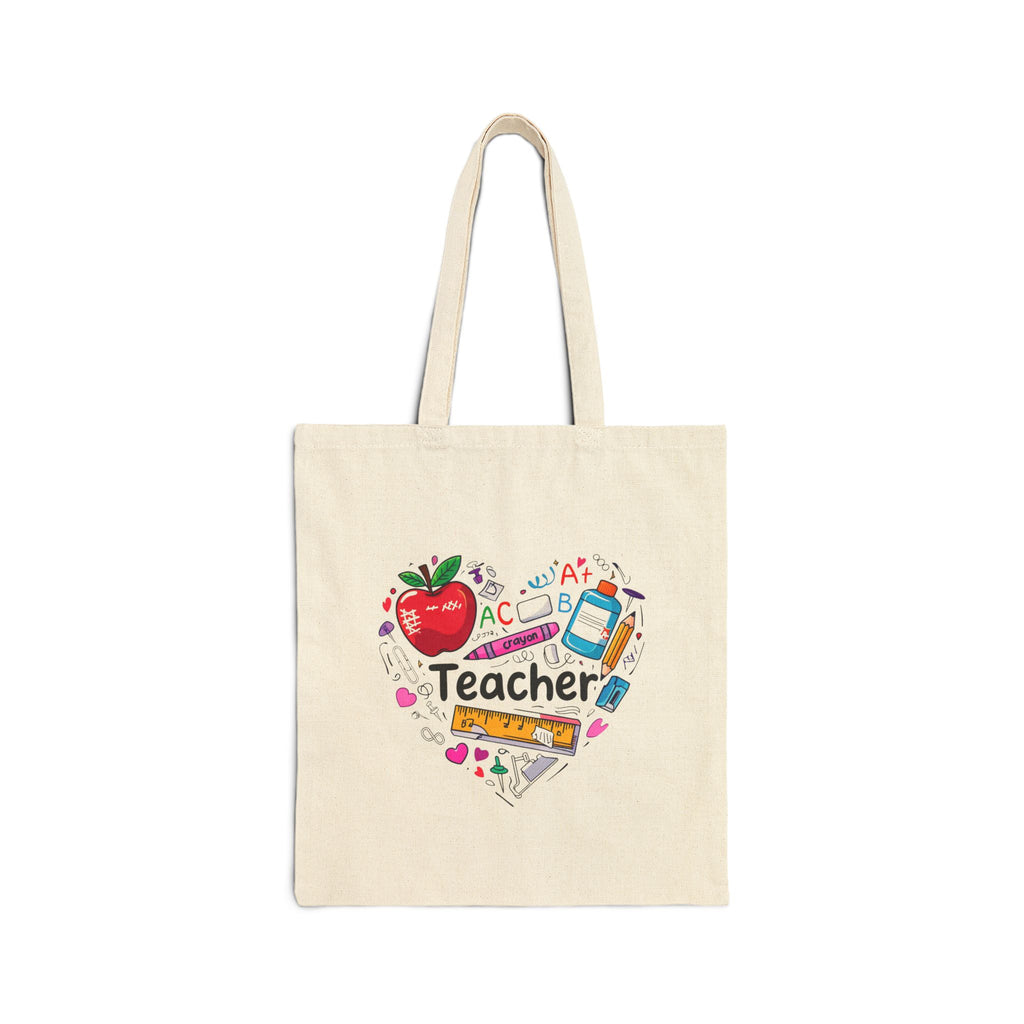 Teacher Tote Bag — "Teach. Love. Inspire. Motivate. Educate." Canvas Gift for Educators