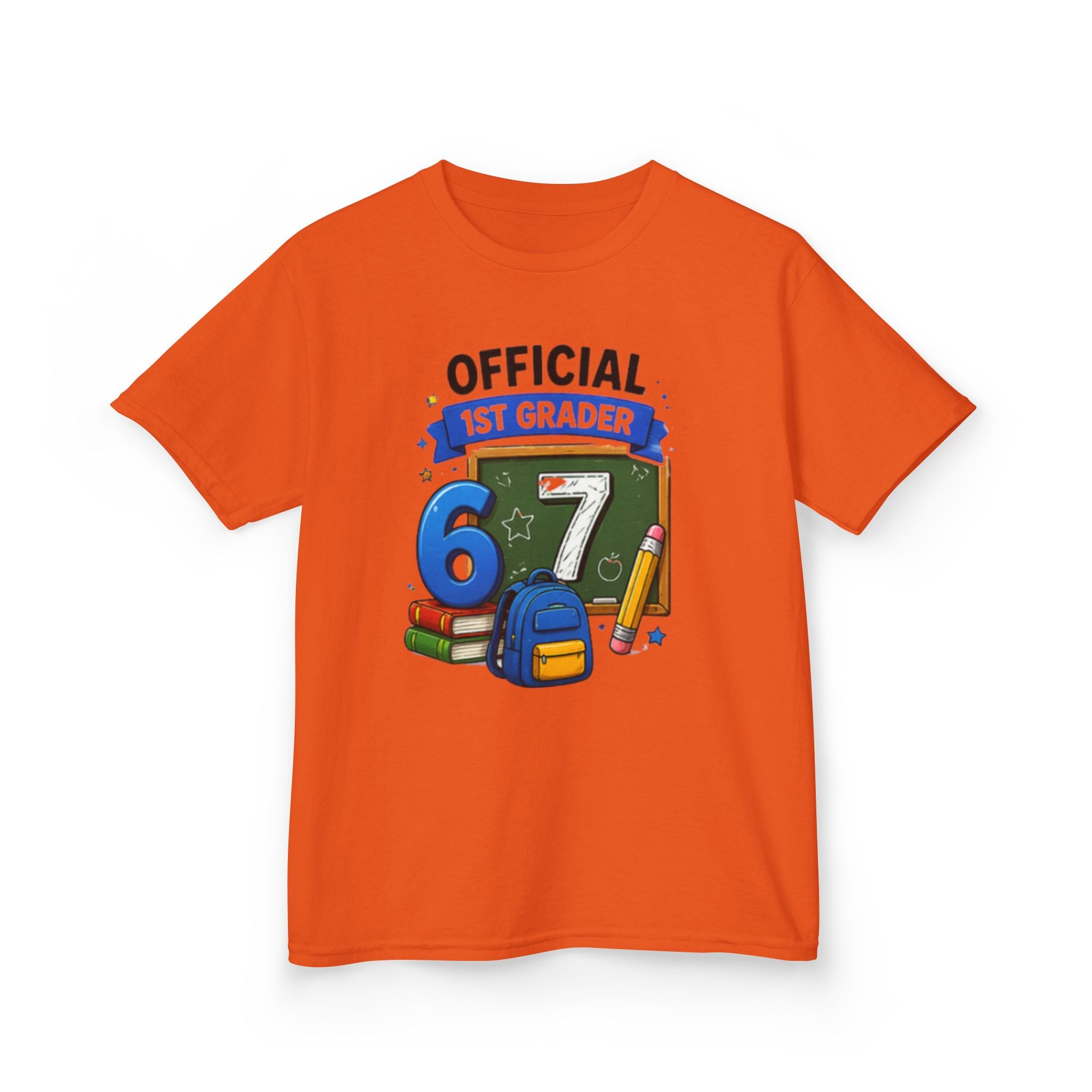 Official 1st Grader" Back-to-School Shirt with Chalkboard & School Supplies Design 67