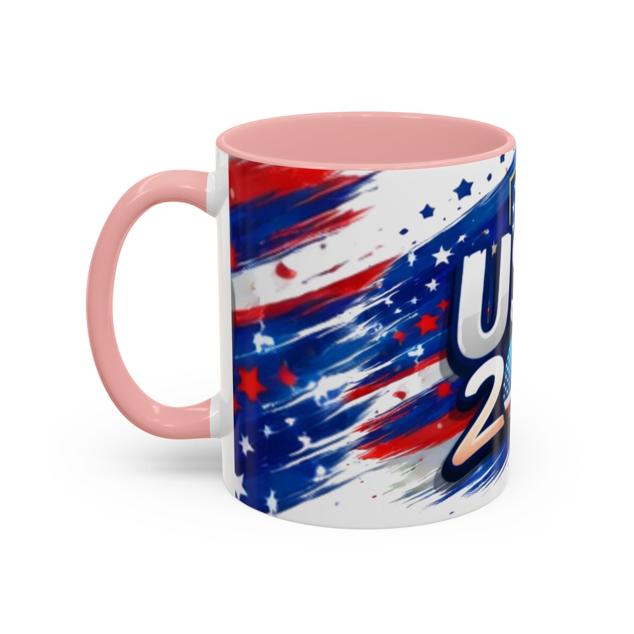 USA 2026 Flag Accent Coffee Mug — Patriotic Fourth of July Drinkware