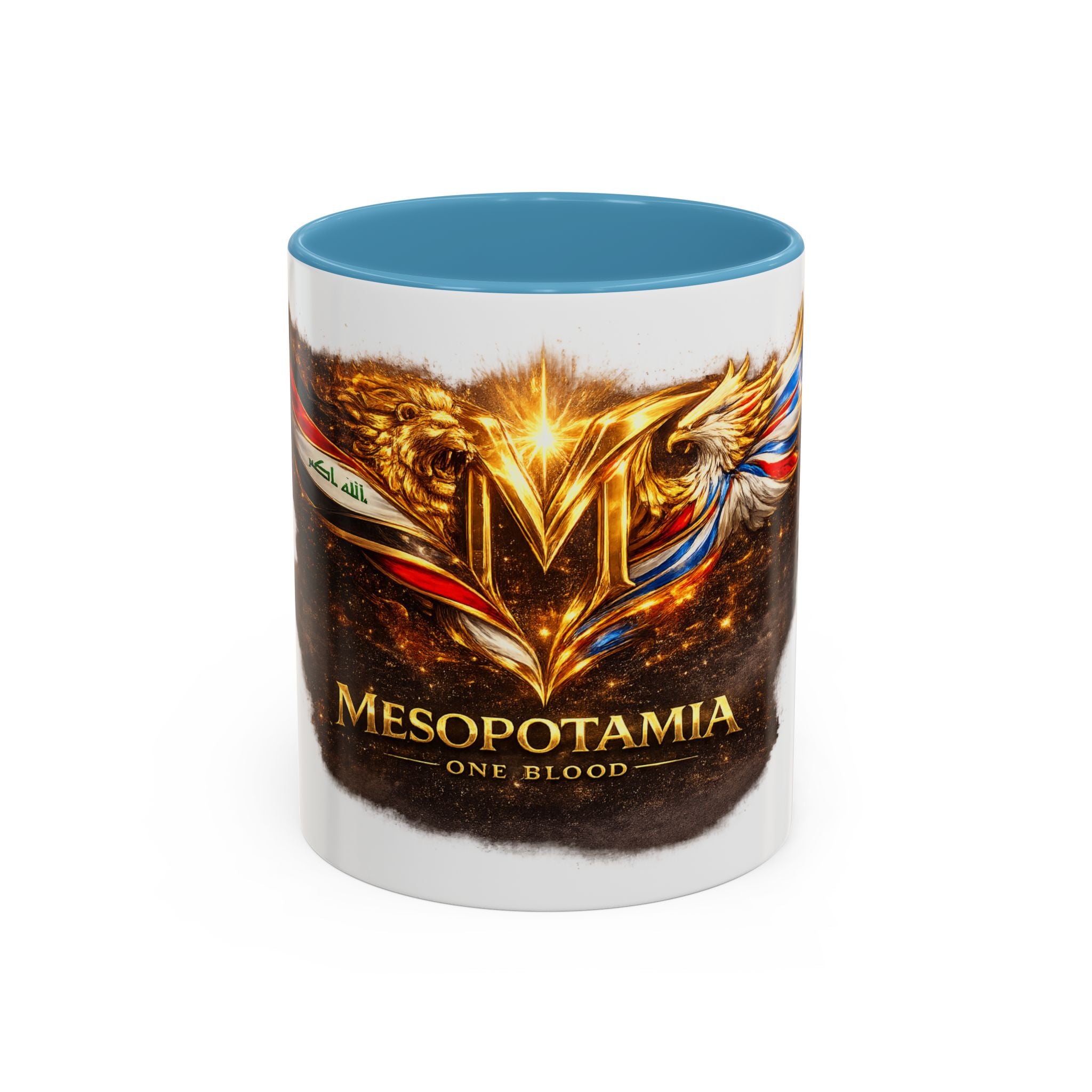 Mesopotamia "One Blood" Accent Coffee Mug – Patriotic Golden Emblem (11oz)