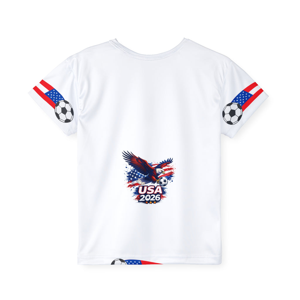 Kids USA Soccer Jersey — Patriotic Eagle & Stripes Youth Sports Shirt
