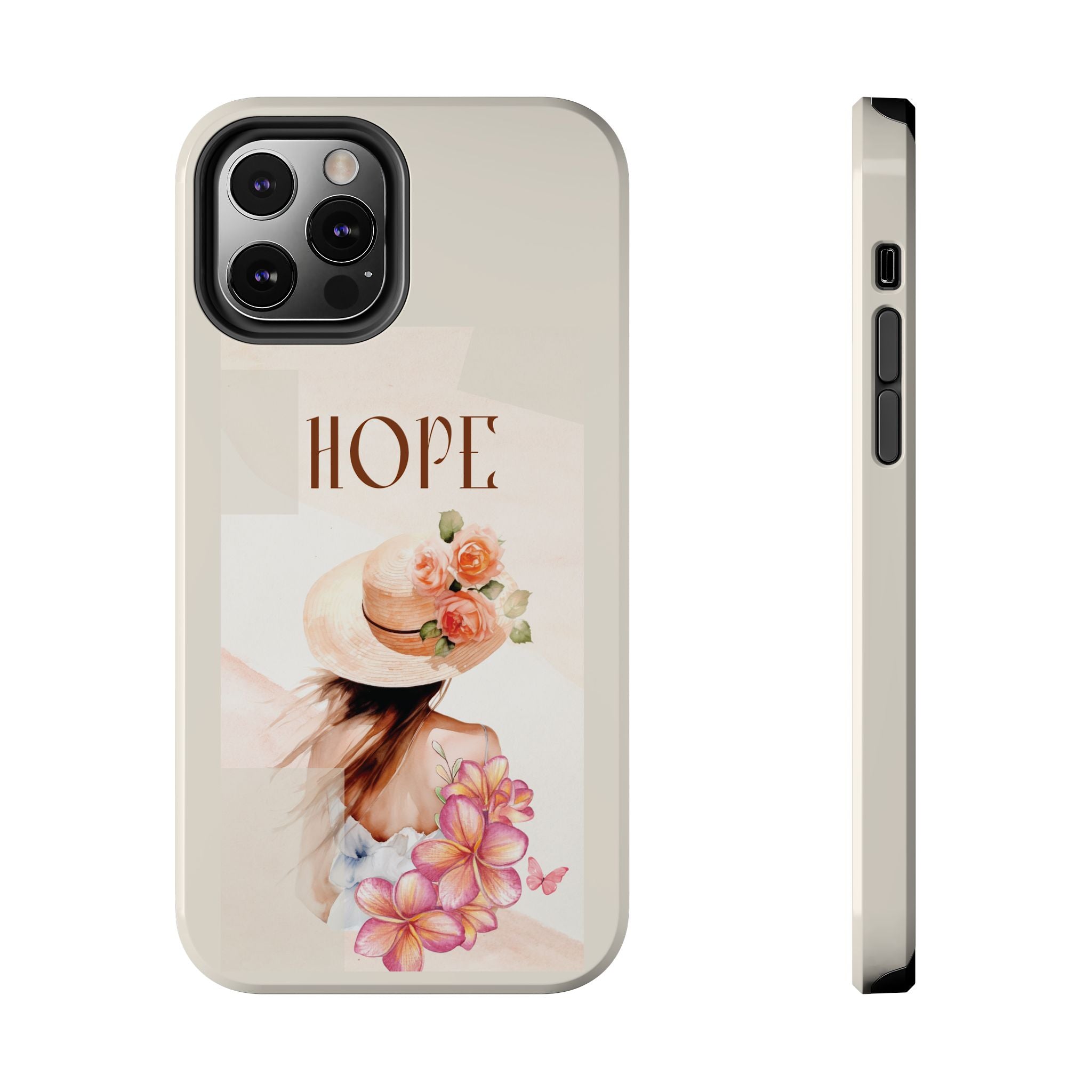 Hope Floral Tough Phone Case — Protective iPhone Case with Watercolor Girl & Flowers