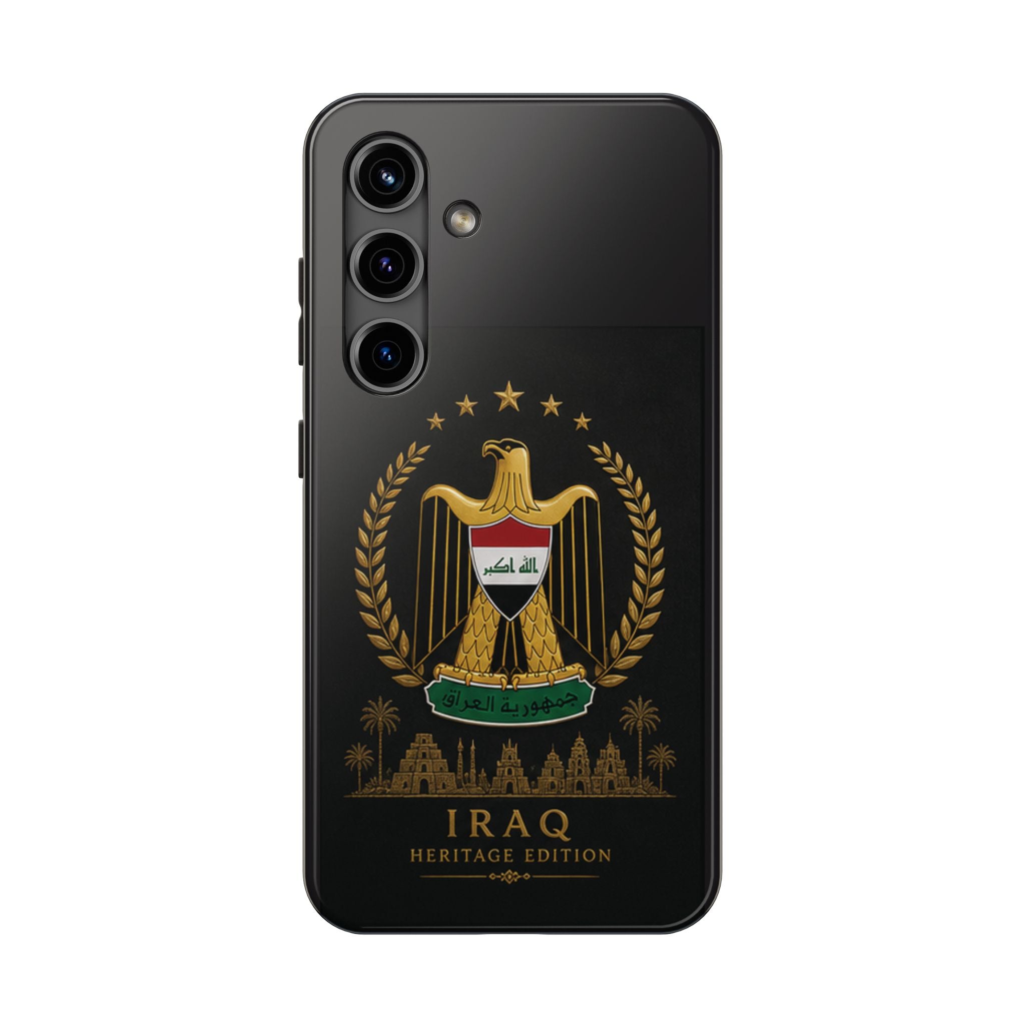 Iraq Coat of Arms Tough Phone Case — Arabic ‘Allahu Akbar’ Military Eagle Design