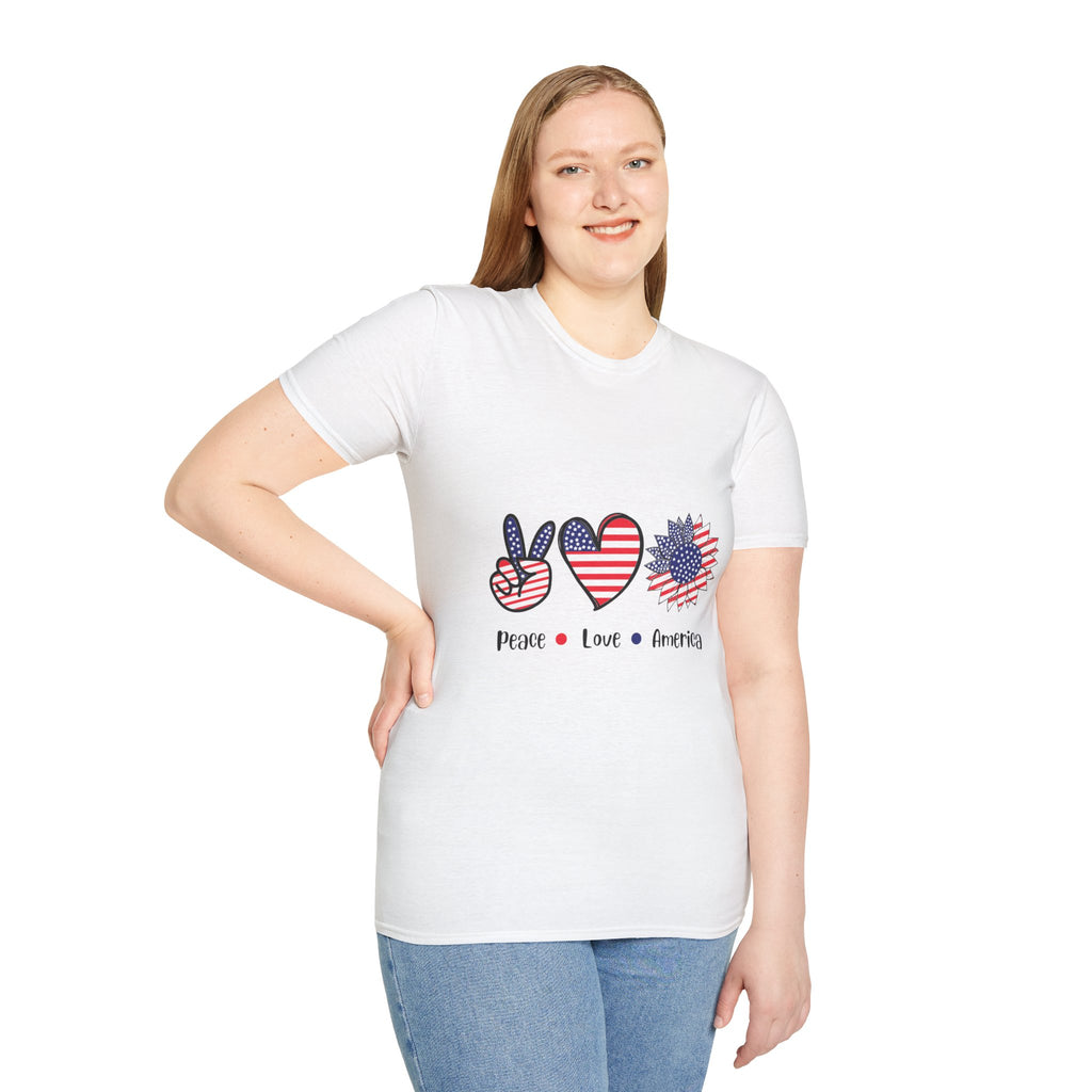 Peace Love America T-Shirt — Patriotic Fourth of July Tee