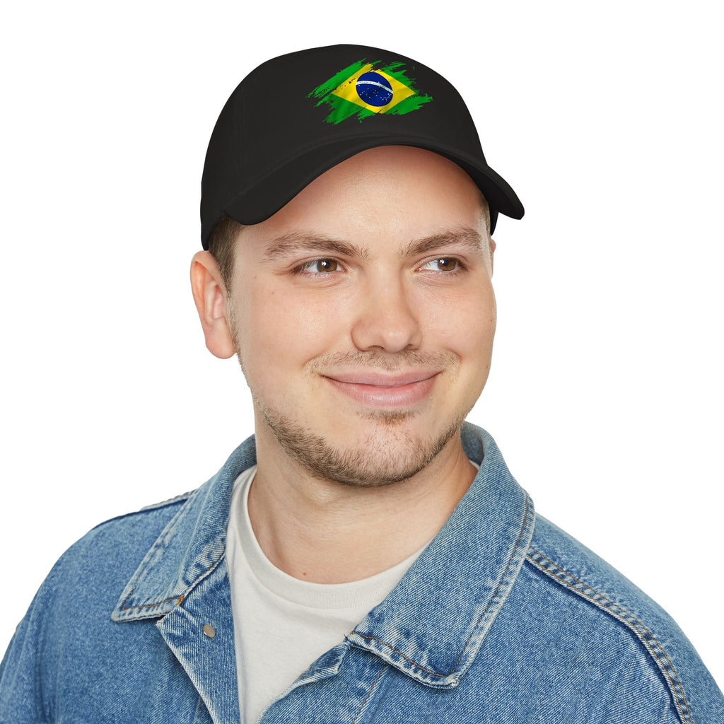 Brazil Flag Baseball Cap — Distressed Brushstroke Brazilian Flag Hat