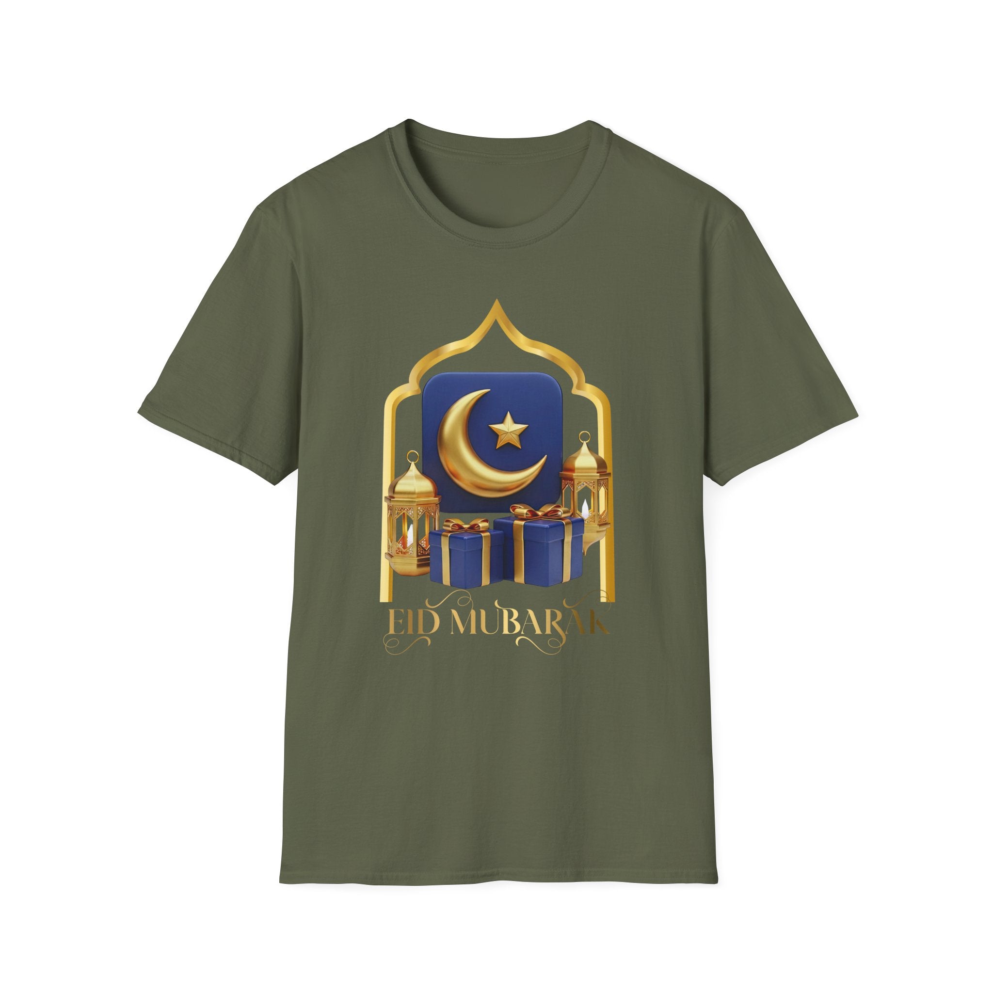 Eid Mubarak T-Shirt — Crescent Moon & Mosque Graphic