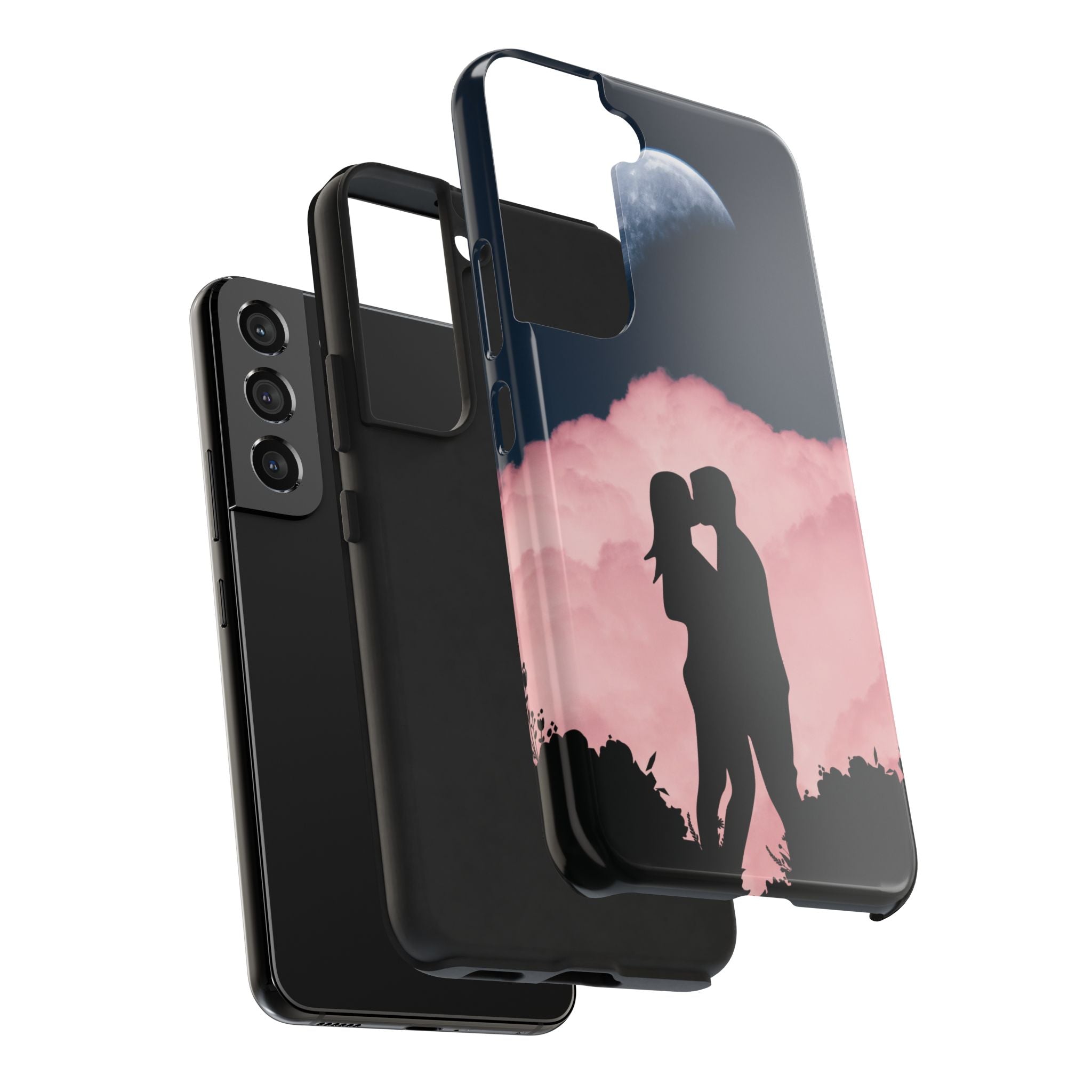 Tough Phone Case — Romantic Couple Silhouette with Moon & Pink Cloud