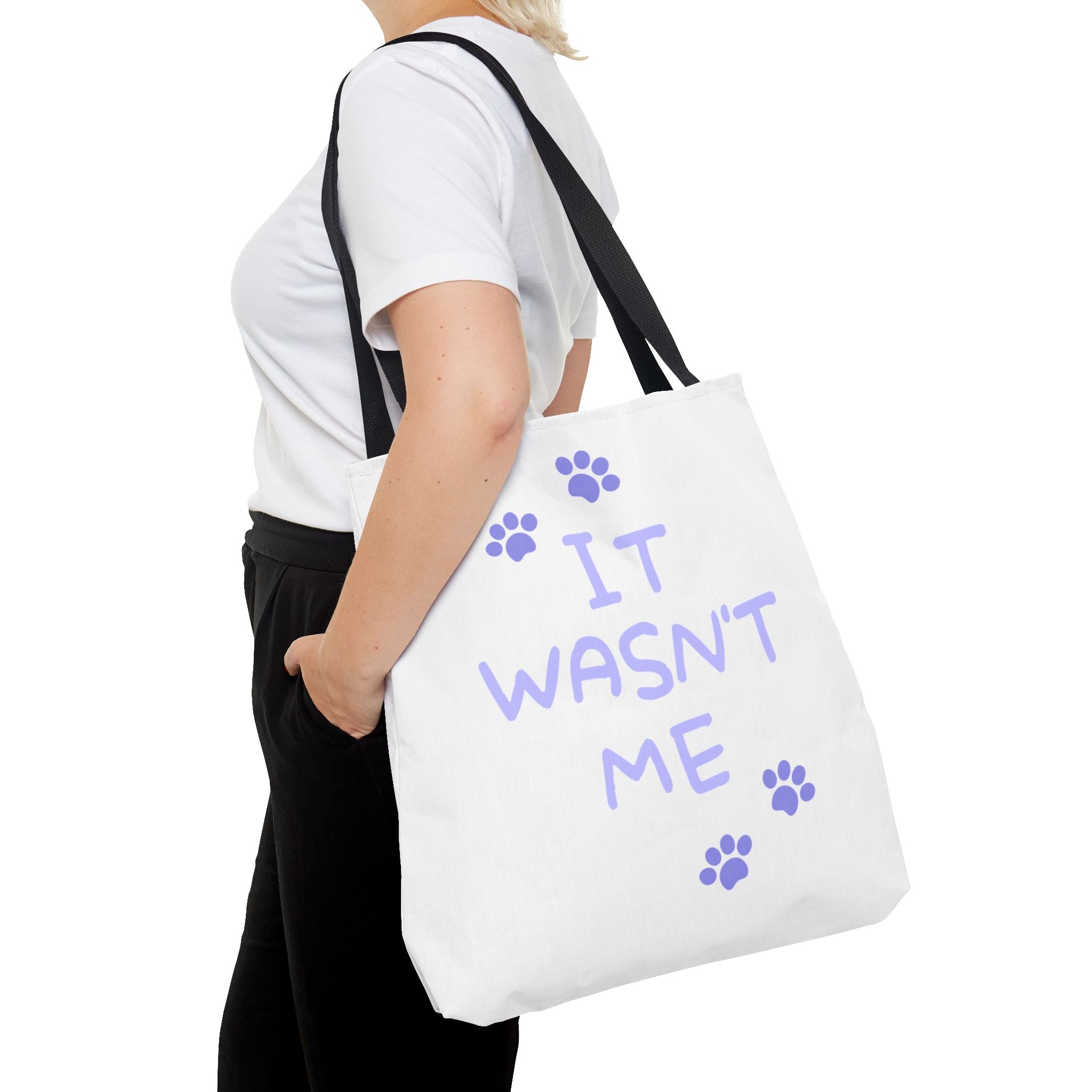 Cat Paw Print Tote — "It Wasn't Me" Funny Cat Tote Bag