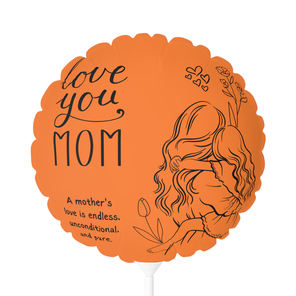 Love You Mom 11" Round Balloon — Mother's Day Heartfelt Mom & Child Design