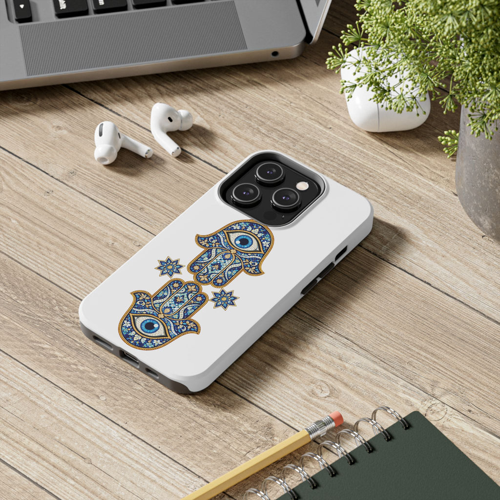 Hamsa Eye Tough Phone Case — Blue Mosaic Protective Phone Cover