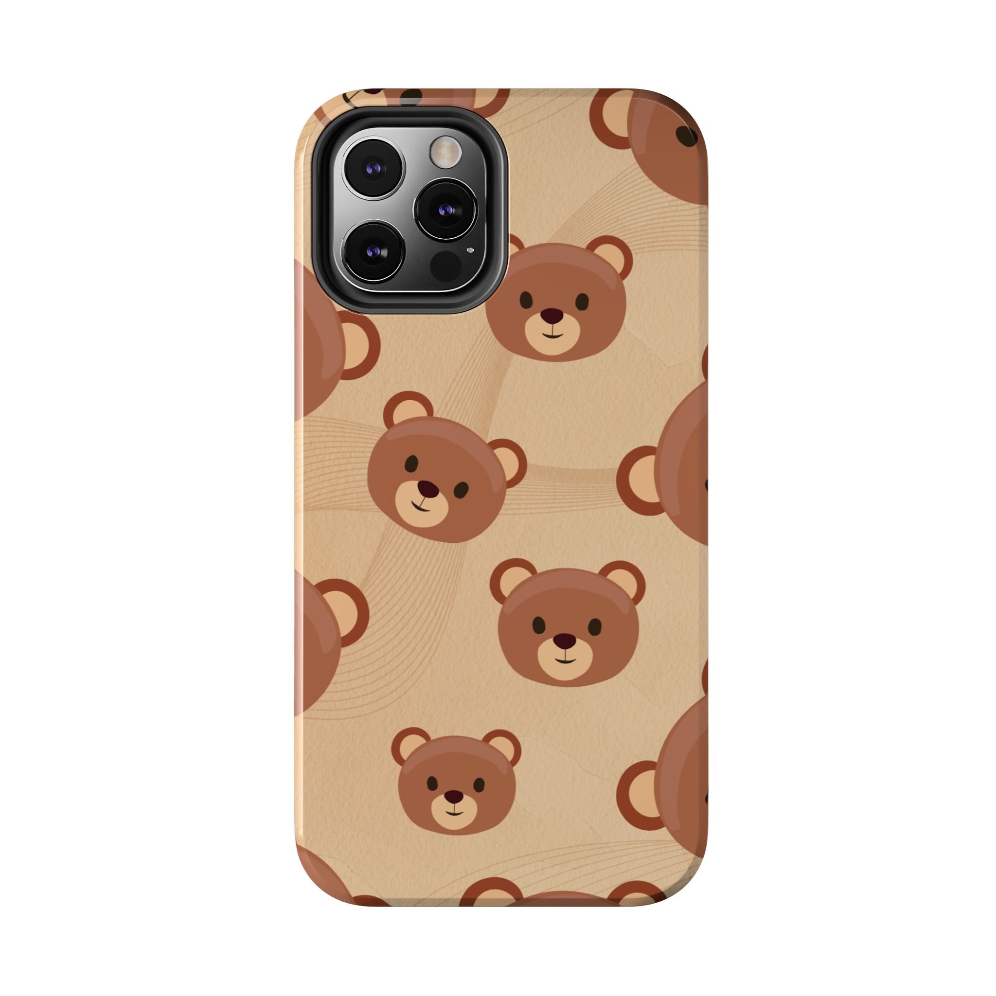 Bear Pattern Tough Phone Case — Cute Brown Bear Protective Phone Cover