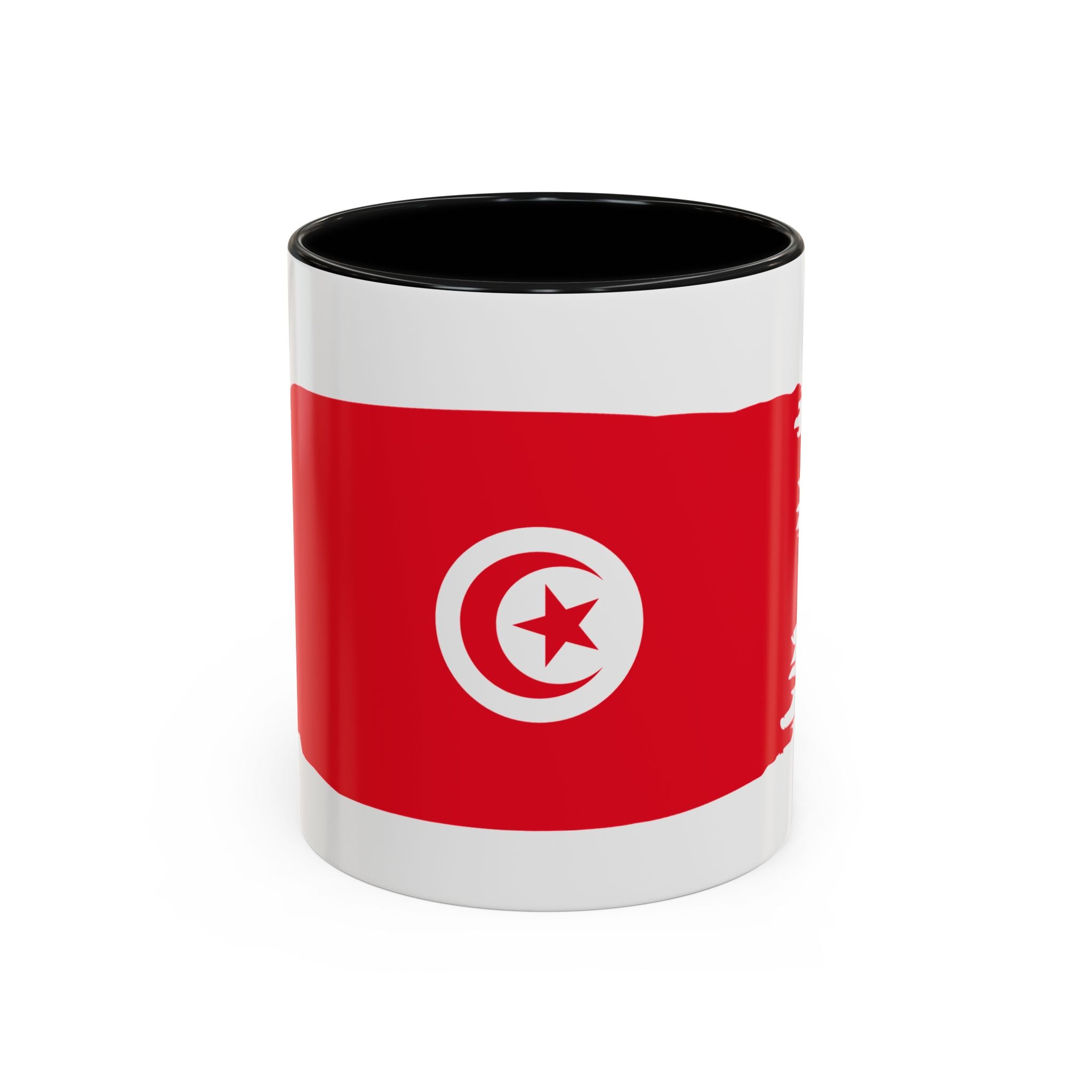 Tunisia Flag Accent Coffee Mug – Red Brushstroke Design (11/15oz)
