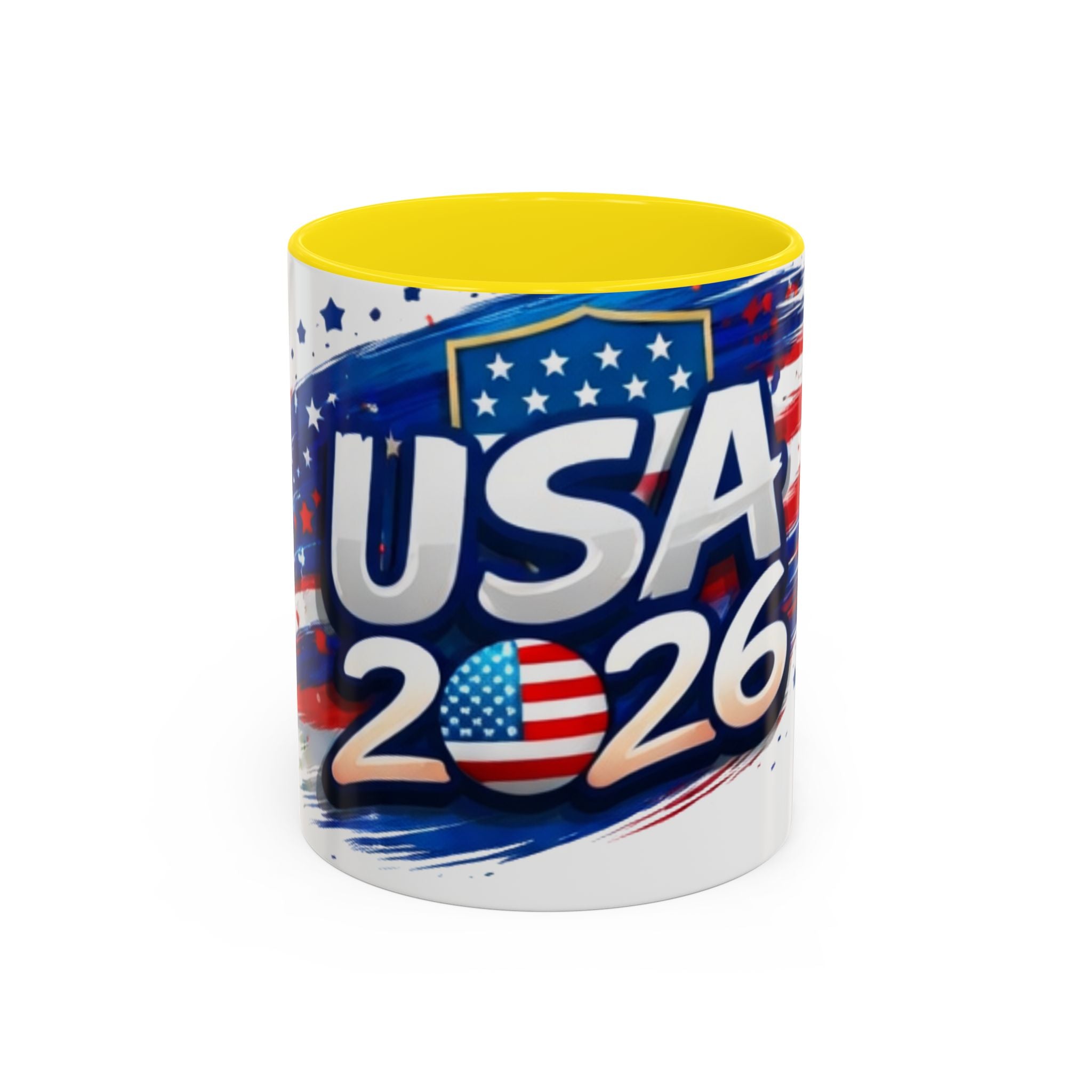 USA 2026 Flag Accent Coffee Mug — Patriotic Fourth of July Drinkware