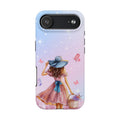 Pastel Girl with Hat Phone Case — Floral Basket Butterfly Tough Phone Case