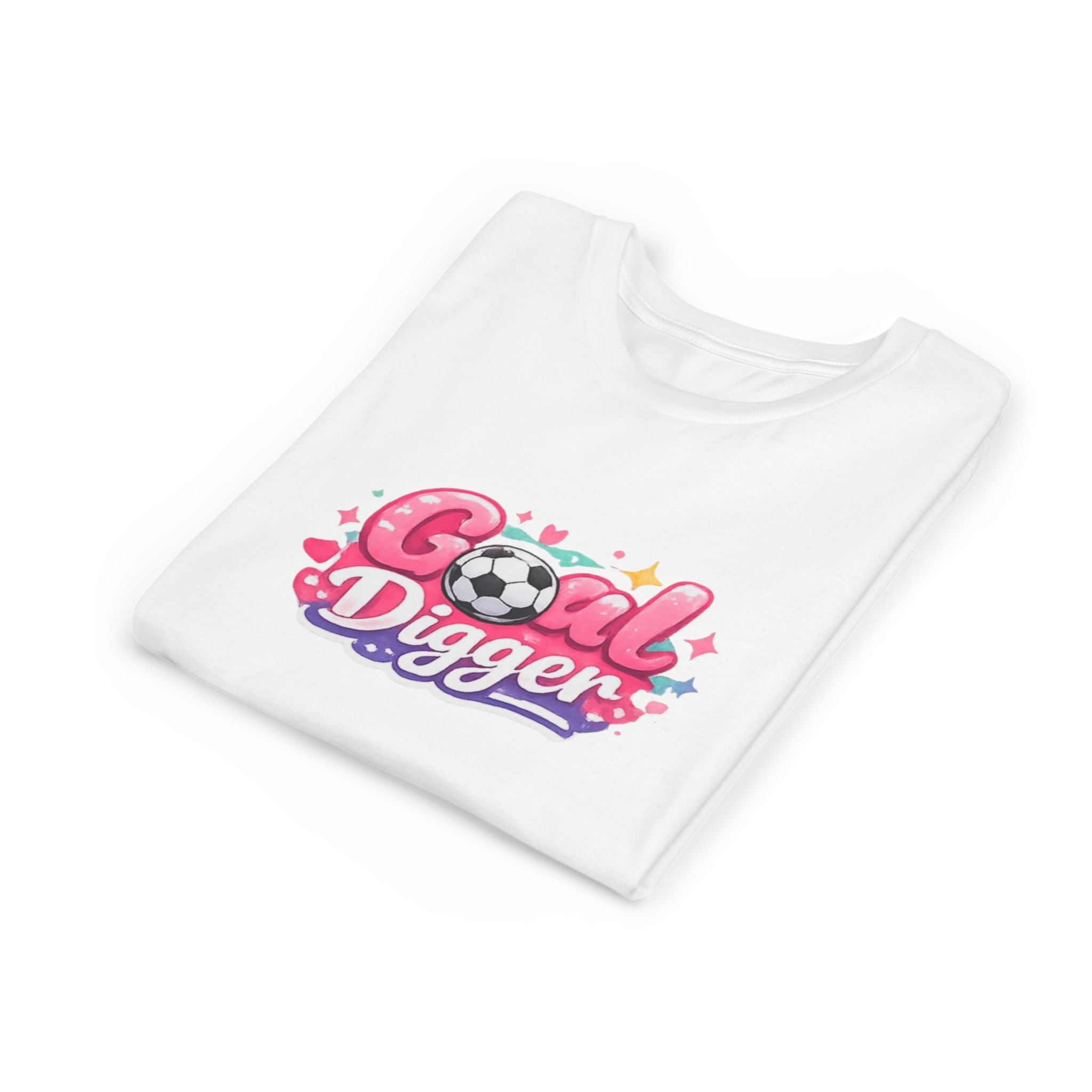 Youth Soccer Tee — "Goal Digger" Cute Pink Soccer Graphic