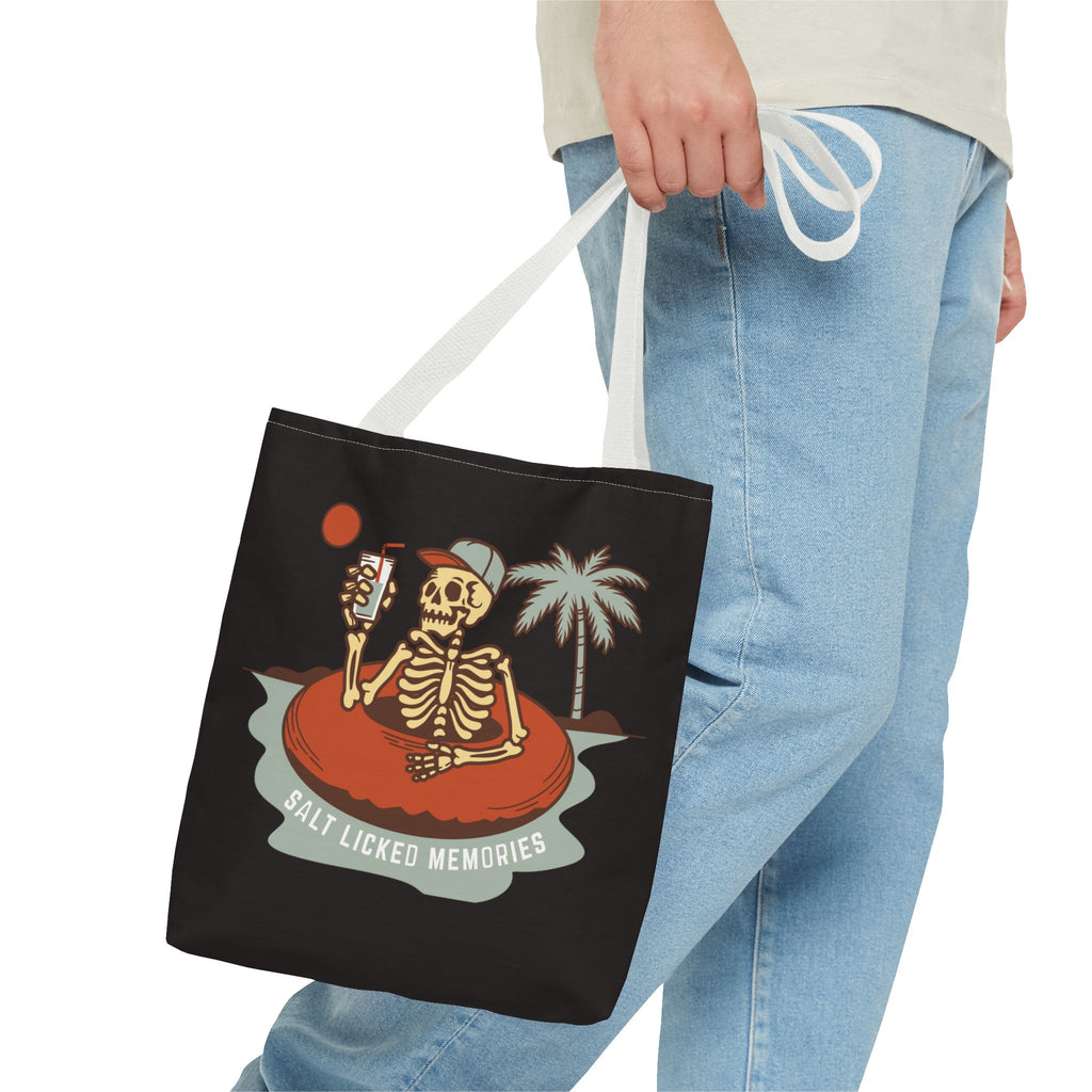 Hello Summer Skeleton Tote Bag — 'Salt Licked Memories' Beach Graphic