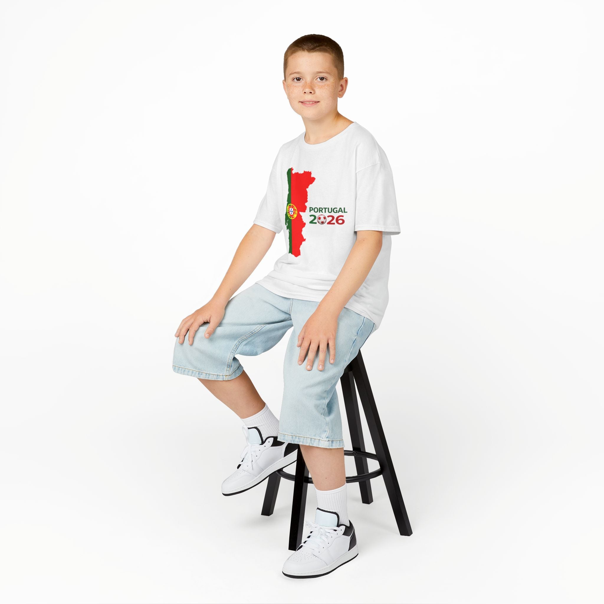 Kids Portugal 2026 Soccer T-Shirt — Cup Map & Trophy Design