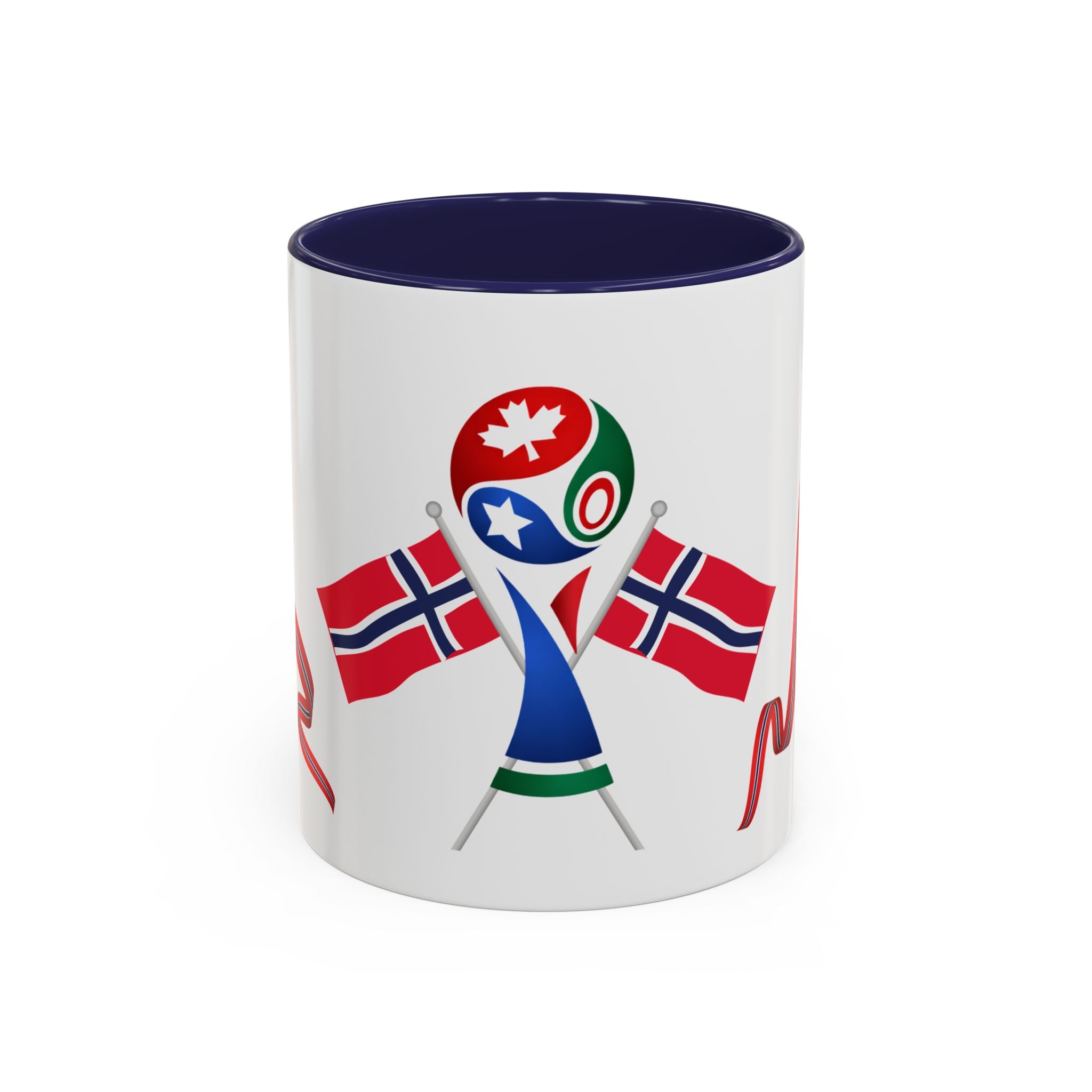 Norway Pride Coffee Mug — Norwegian Flag Ribbon & Cup Emblem Accent Mug