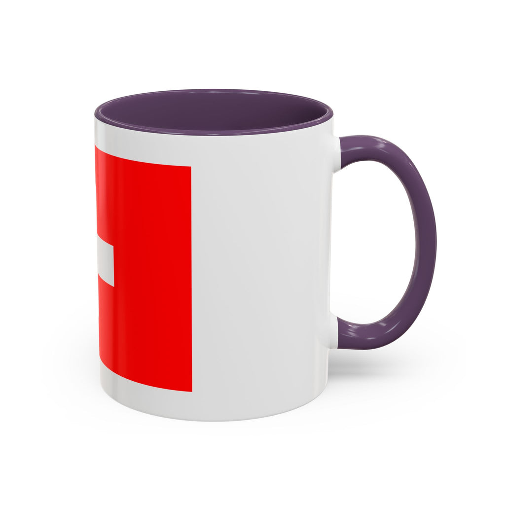 Switzerland Flag Accent Coffee Mug — Red White Swiss Cross Ceramic Mug (11/15oz)