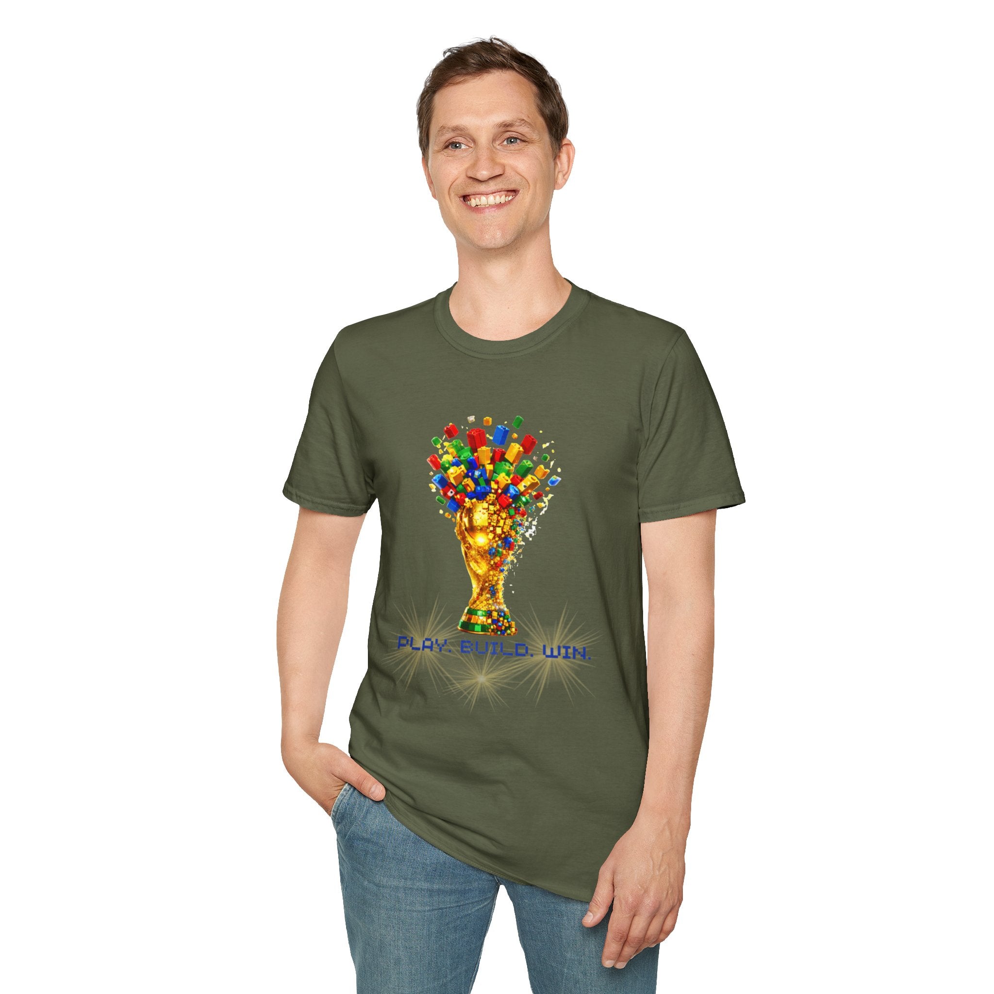 T-Shirt — Play. Build. Win. LEGO Trophy Graphic Tee