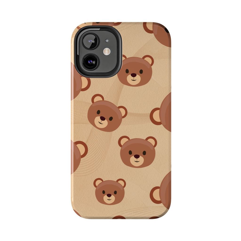 Bear Pattern Tough Phone Case — Cute Brown Bear Protective Phone Cover