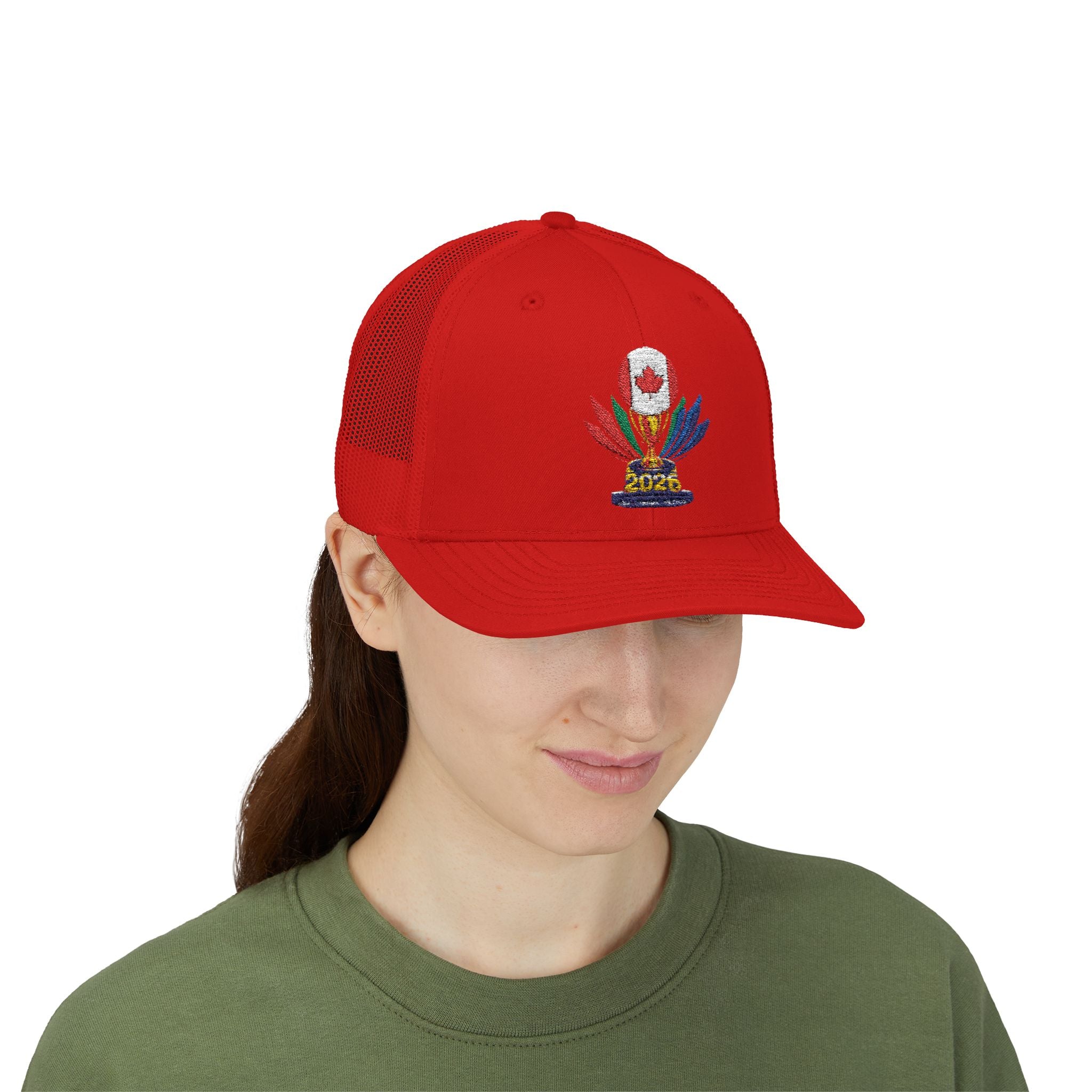 Embroidered Colorful Trophy Trucker Cap - Snapback Mesh Hat