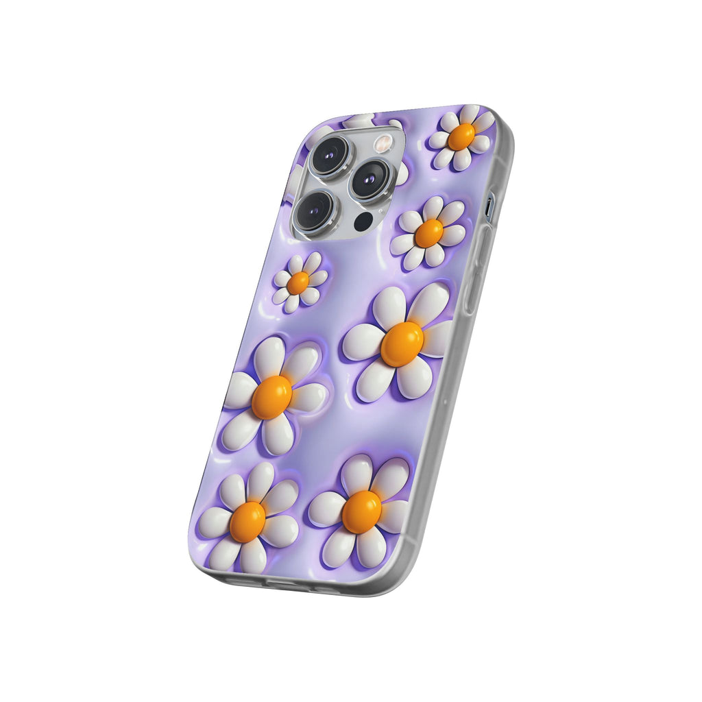 Purple 3D Daisy Phone Case – Cute Floral iPhone Flexi Case