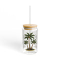 Palm Tree Sipper Glass — 16oz Tropical Reusable Drink Tumbler