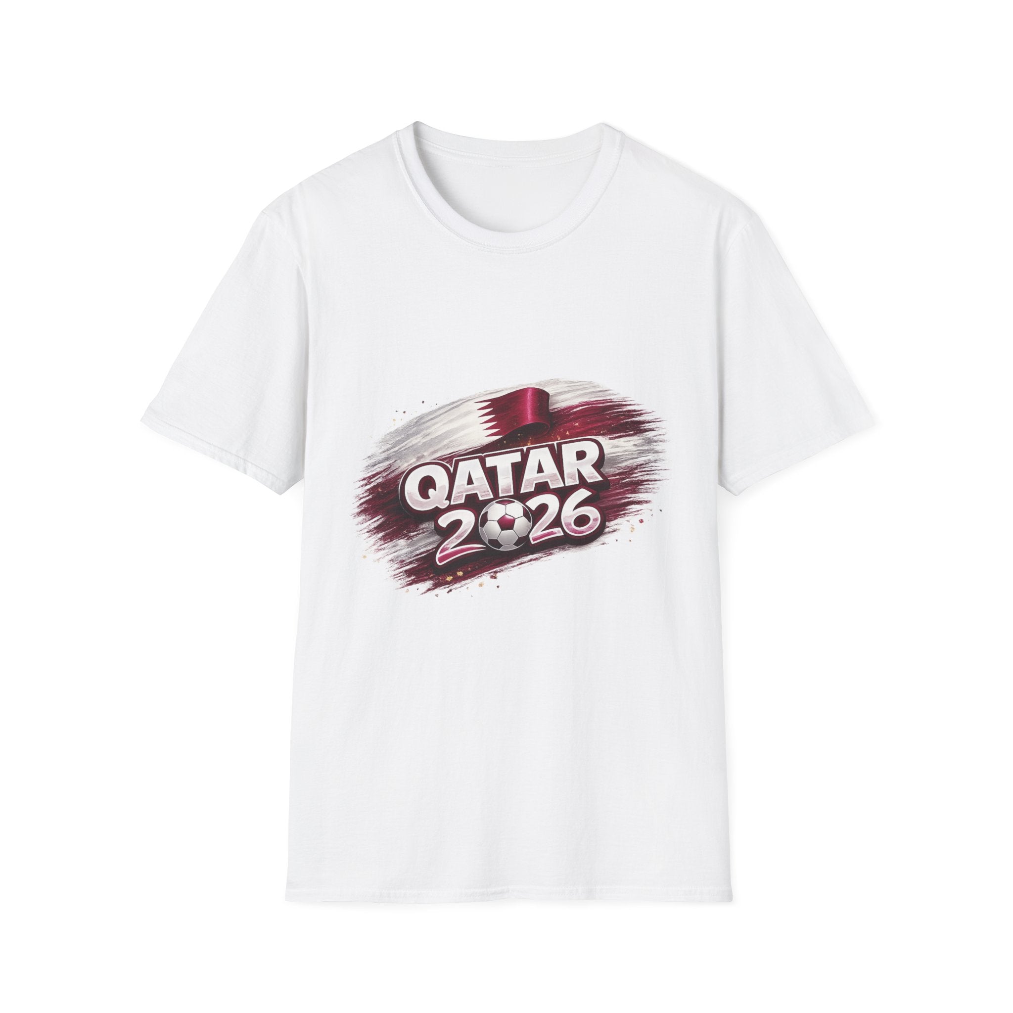 Qatar 2026 Soccer Fan T-Shirt — Maroon Flag Football Cup Support Tee