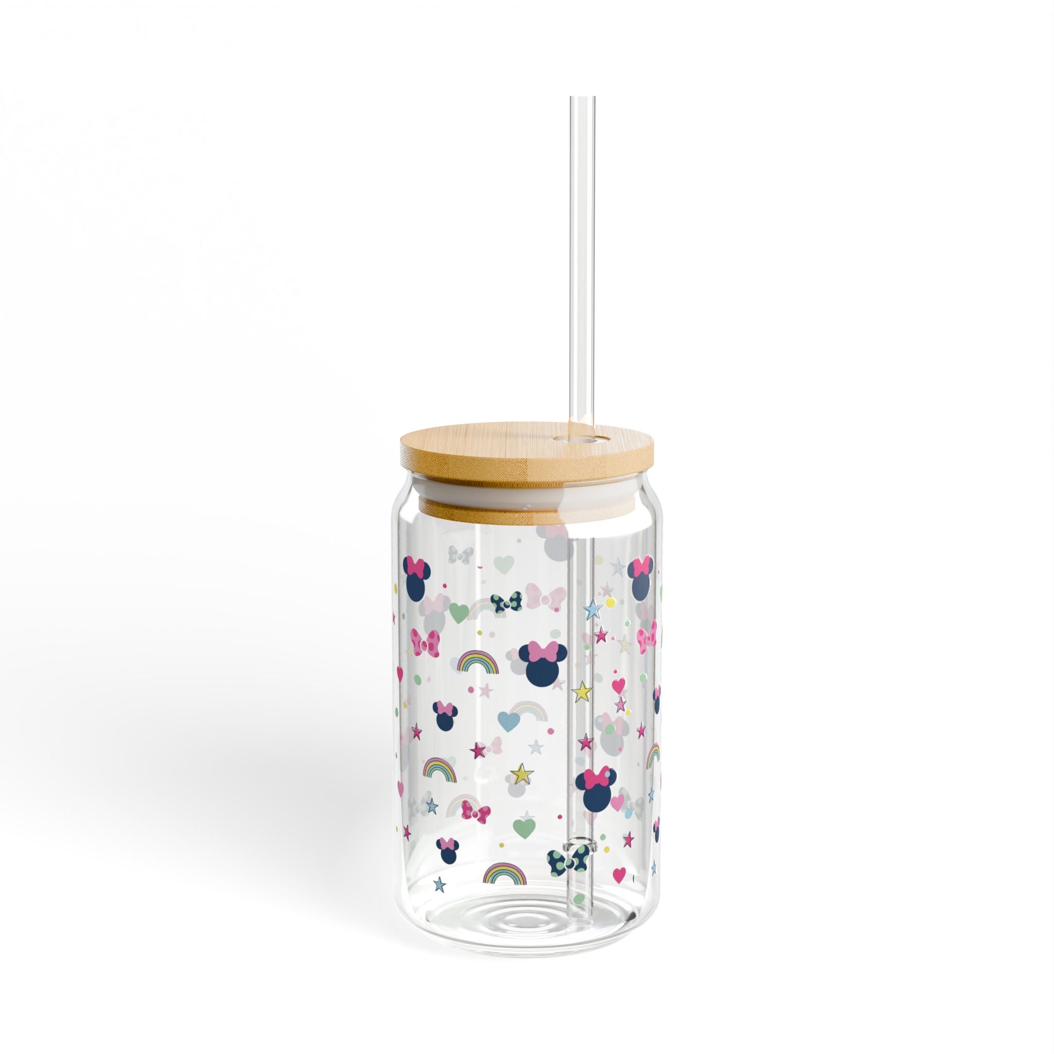 16oz Sipper Glass – Cute Minnie Mouse Pattern Travel Cup with Straw