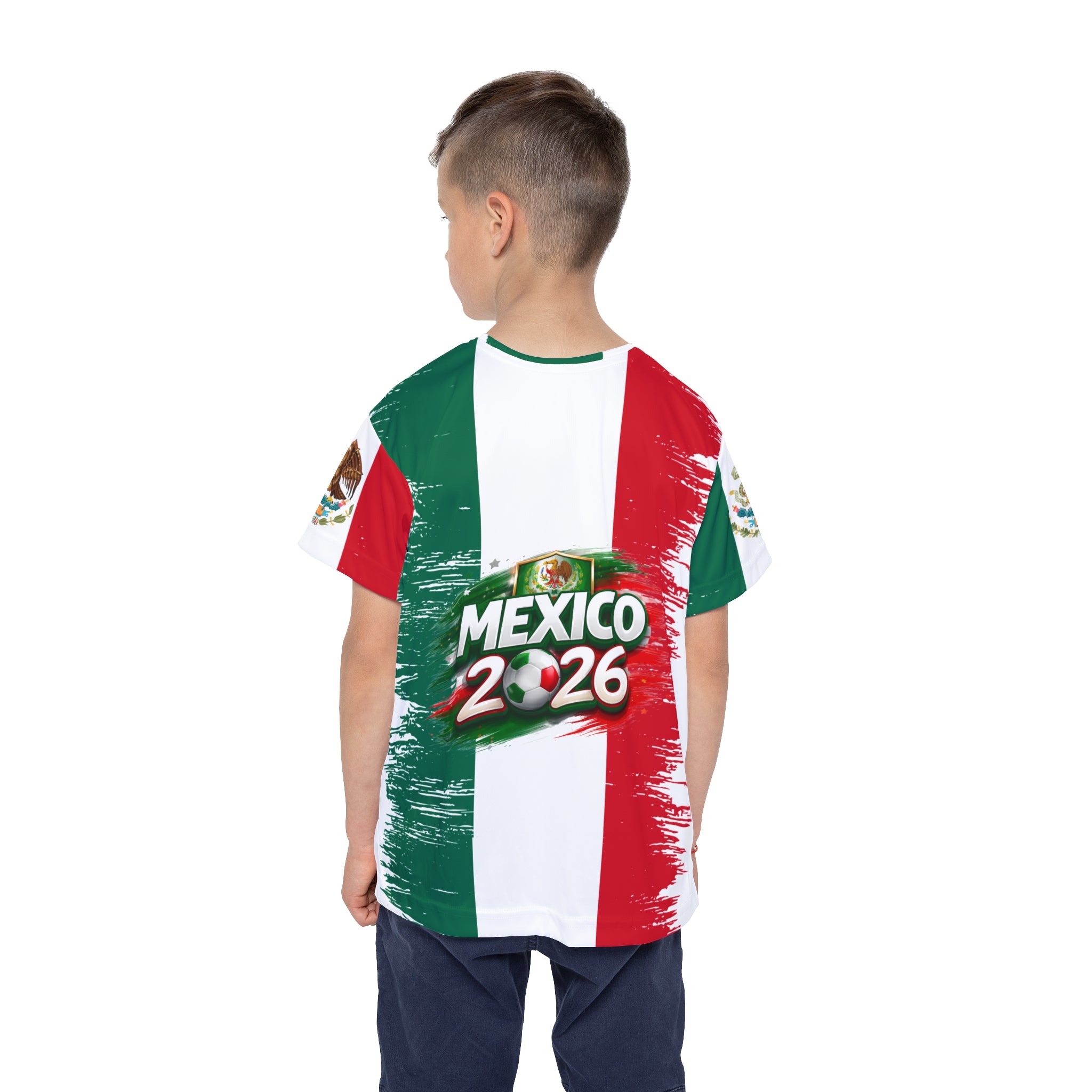 Mexico 2026 Kids Soccer Jersey — Mexican Flag AOP Youth Jersey