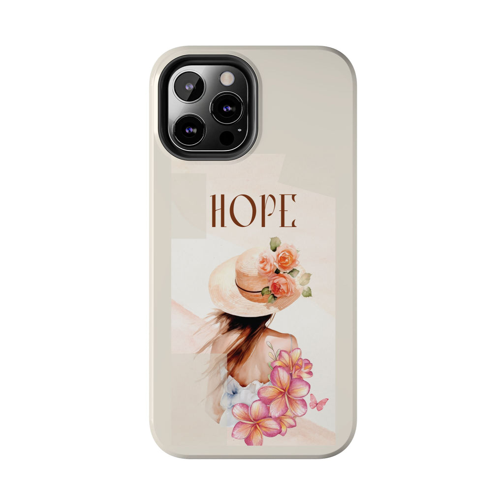 Hope Floral Tough Phone Case — Protective iPhone Case with Watercolor Girl & Flowers