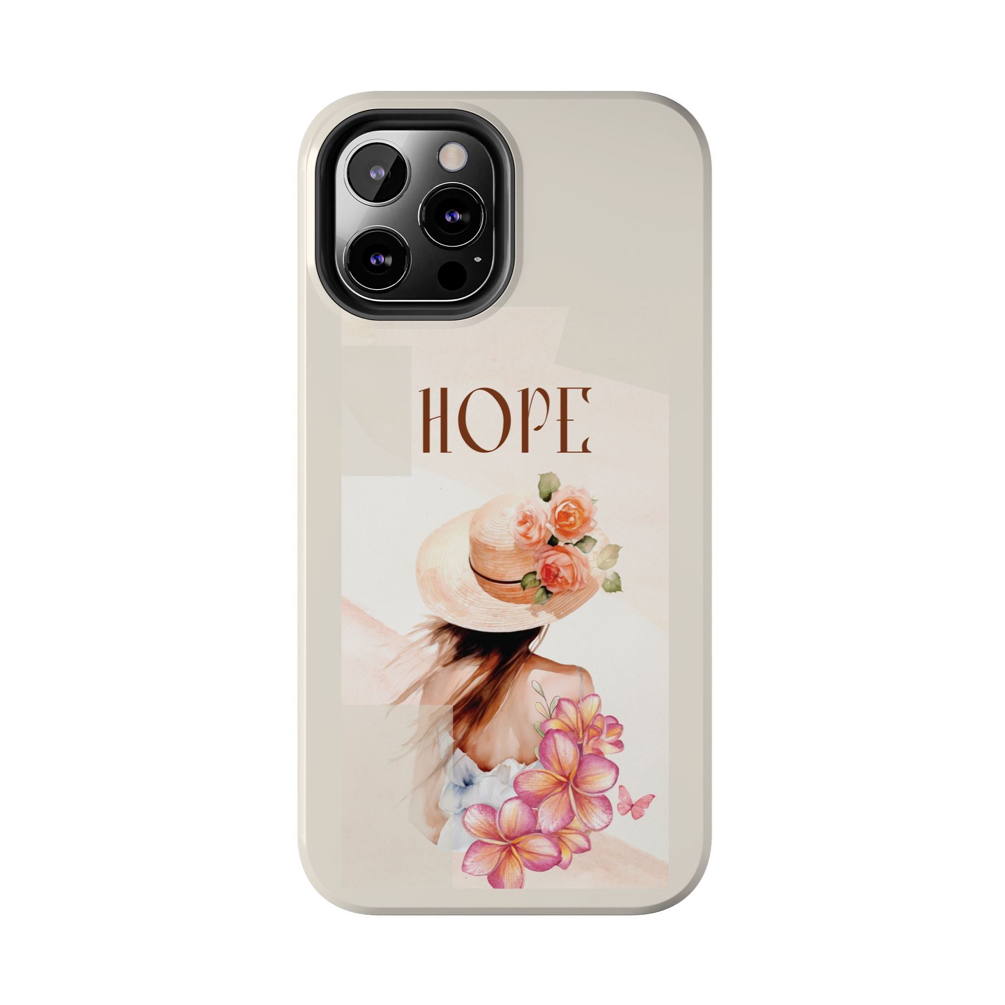Hope Floral Tough Phone Case — Protective iPhone Case with Watercolor Girl & Flowers