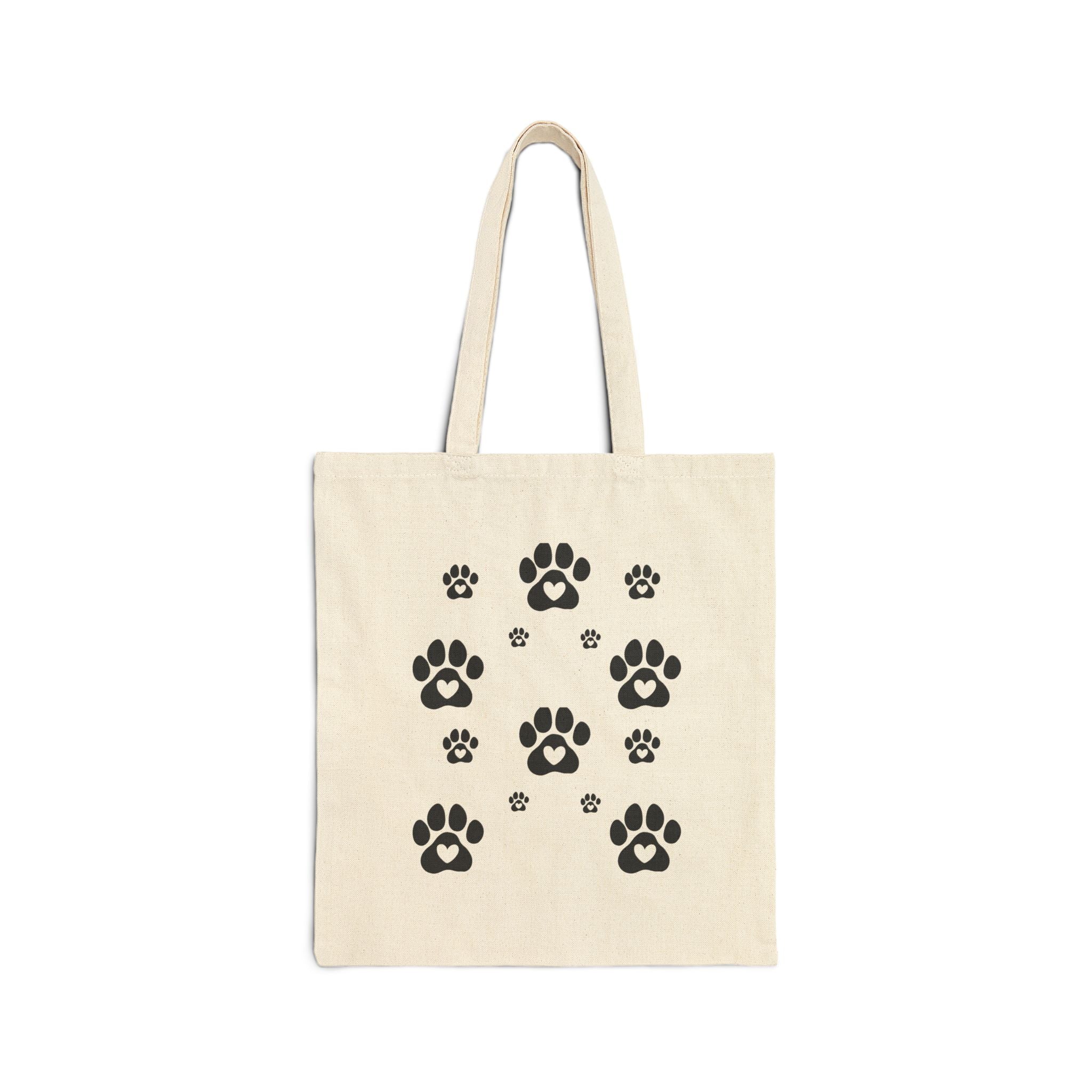 Dog Mom Canvas Tote — Cute Paw Print Reusable Market Bag