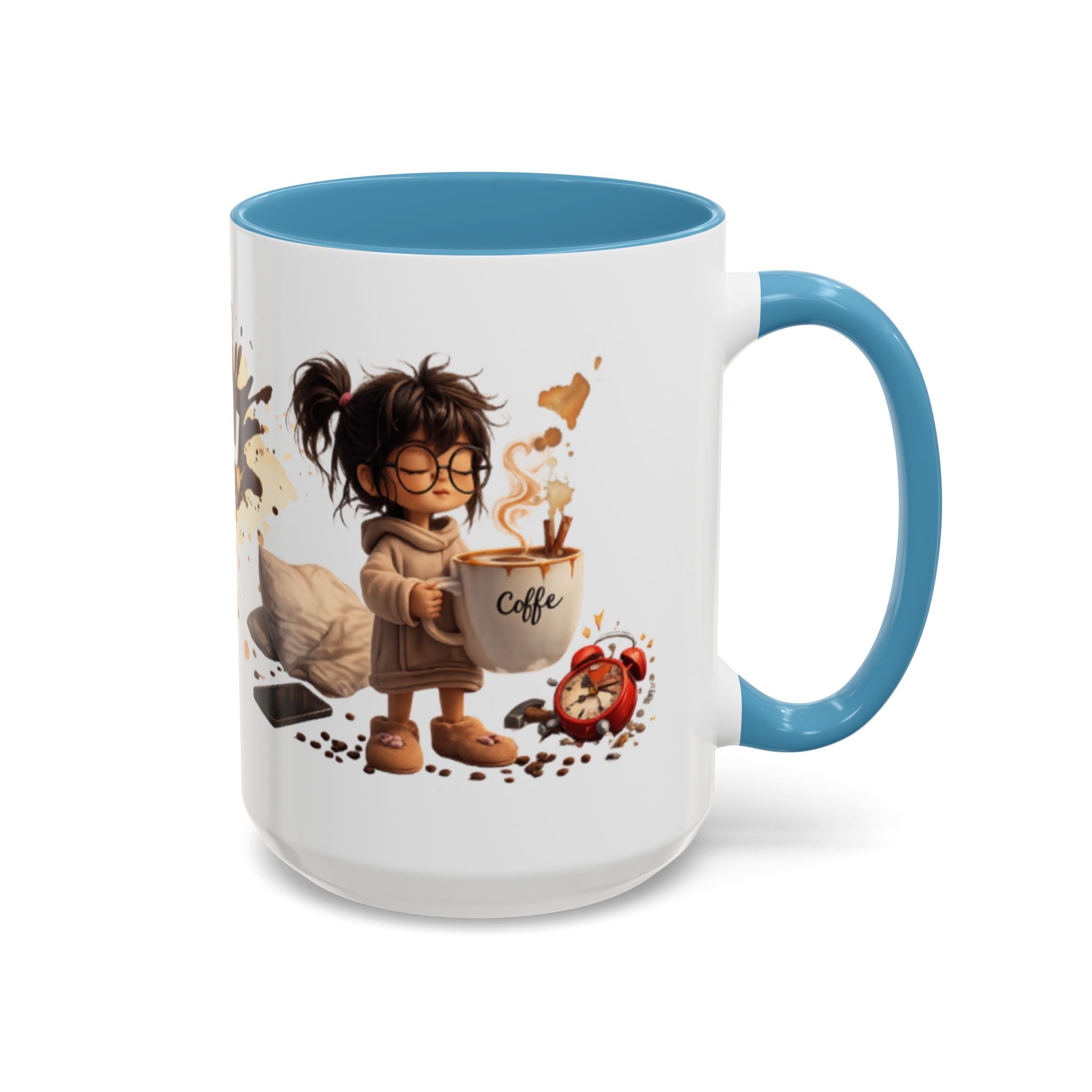 Cute Coffee Girl Accent Mug — Arabic Script Coffee Design (11/15oz)