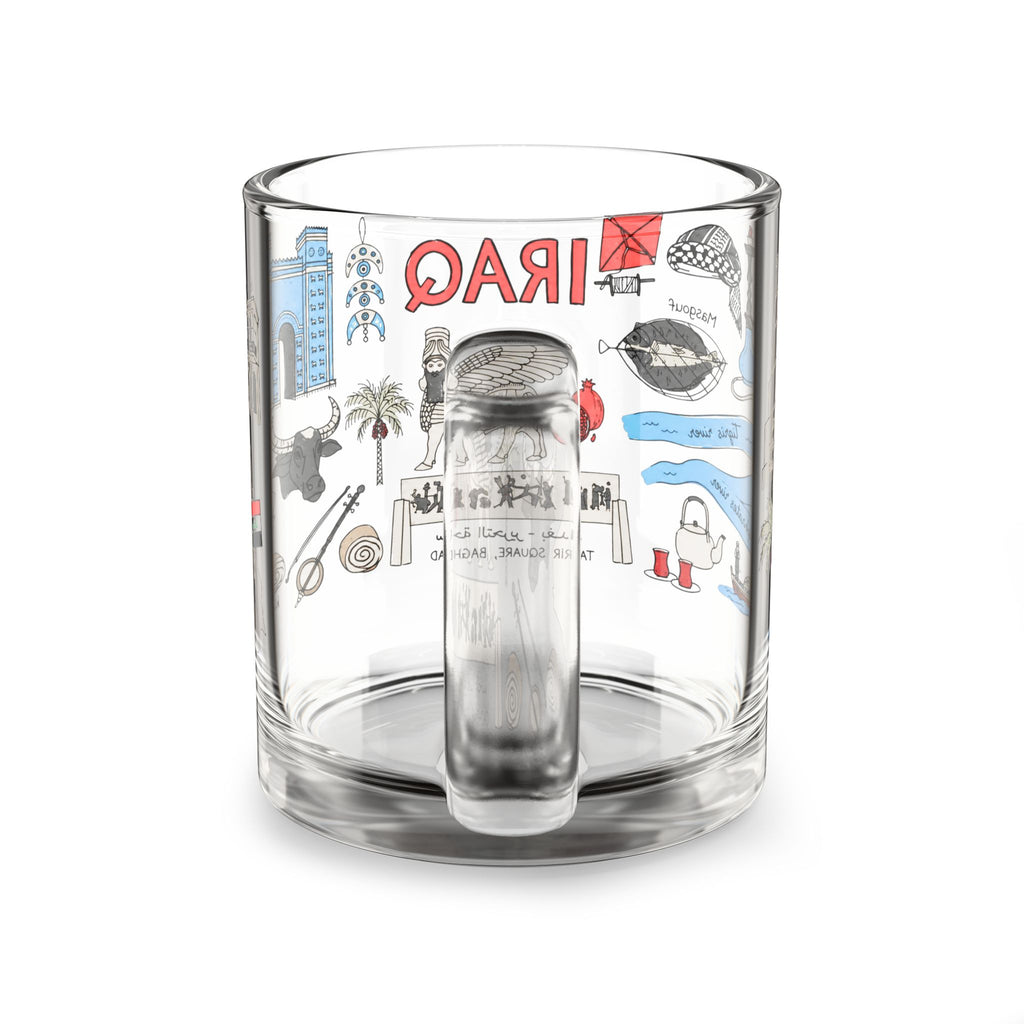 Iraq Illustrated Glass Mug — 10oz Cultural Travel Souvenir