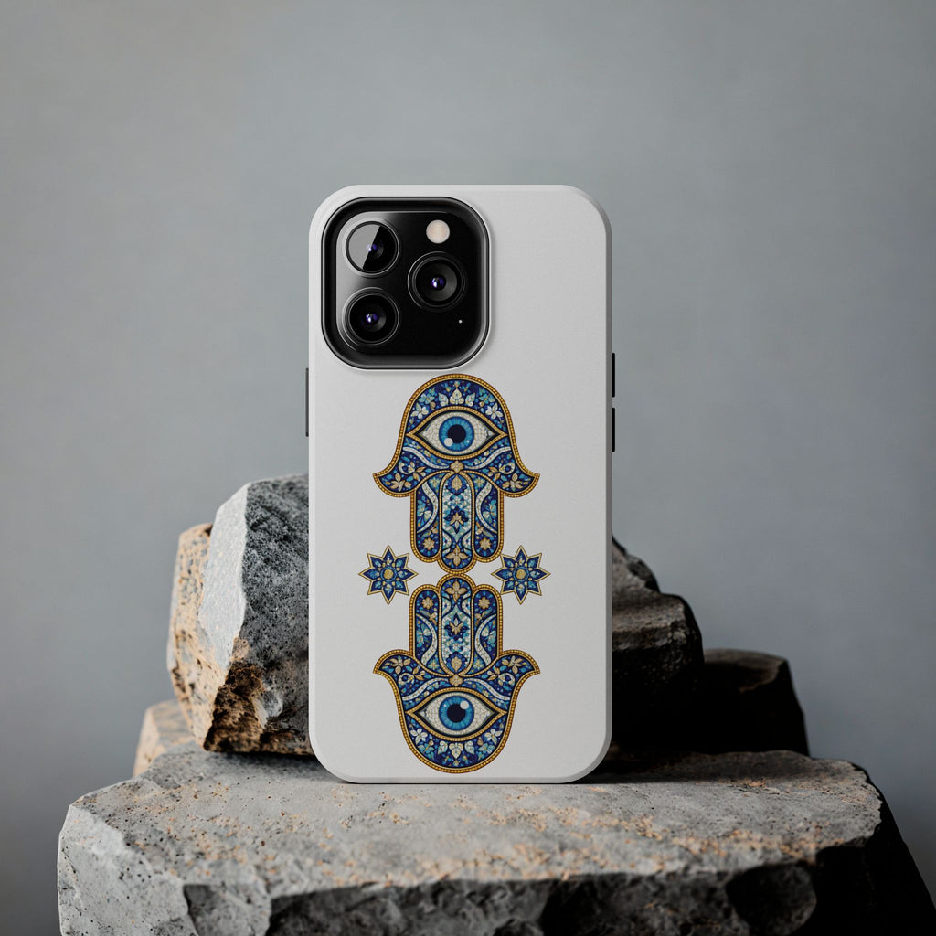 Hamsa Eye Tough Phone Case — Blue Mosaic Protective Phone Cover