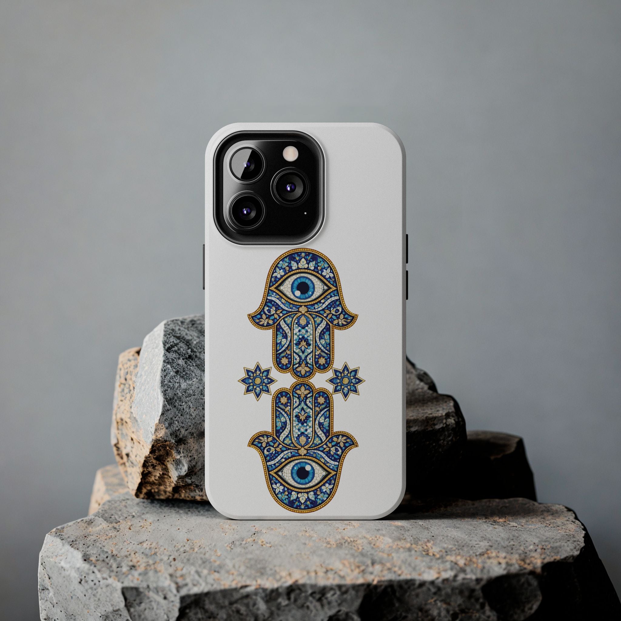 Hamsa Eye Tough Phone Case — Blue Mosaic Protective Phone Cover