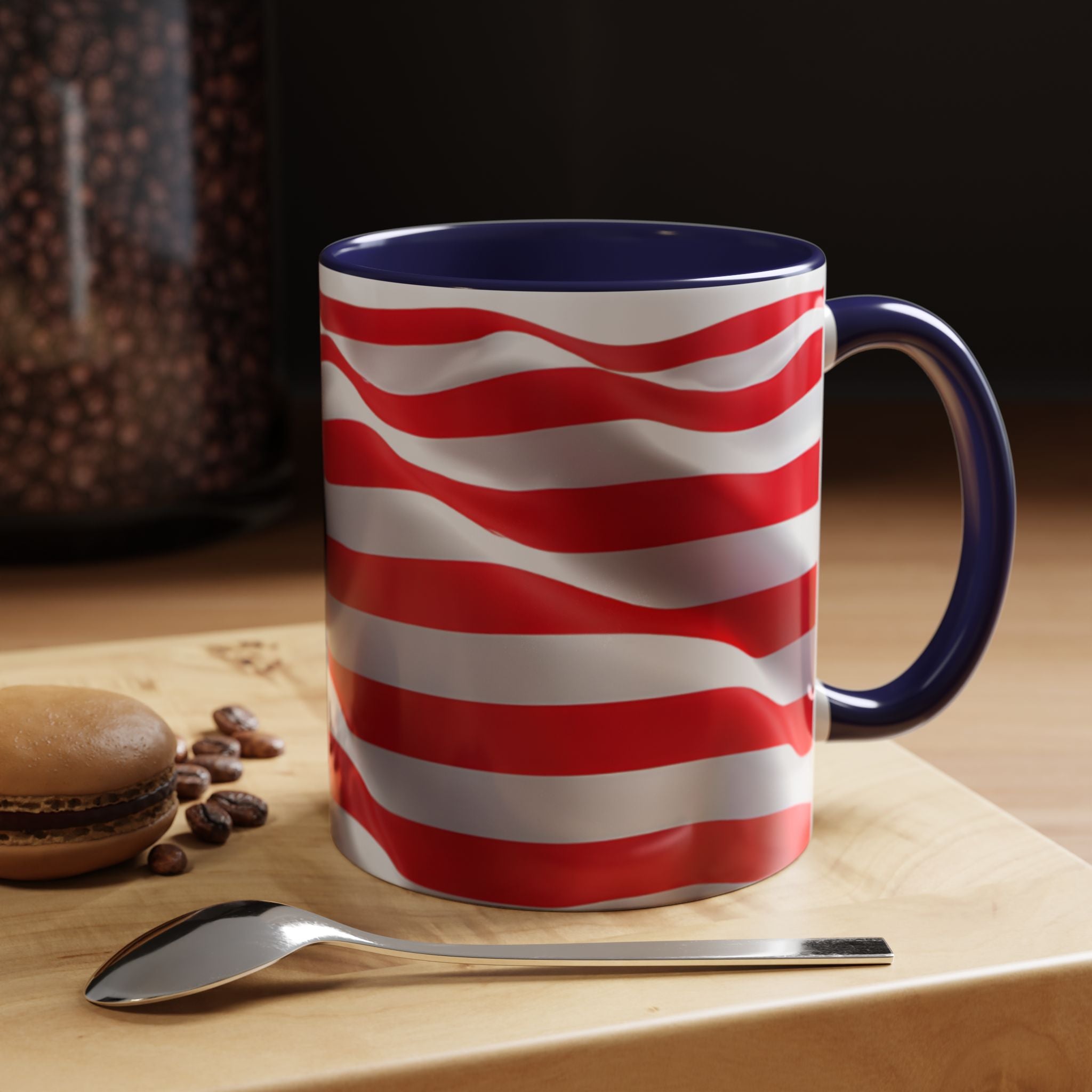 American Flag Accent Coffee Mug — Patriotic USA Stars & Stripes Ceramic Mug (11/15oz)
