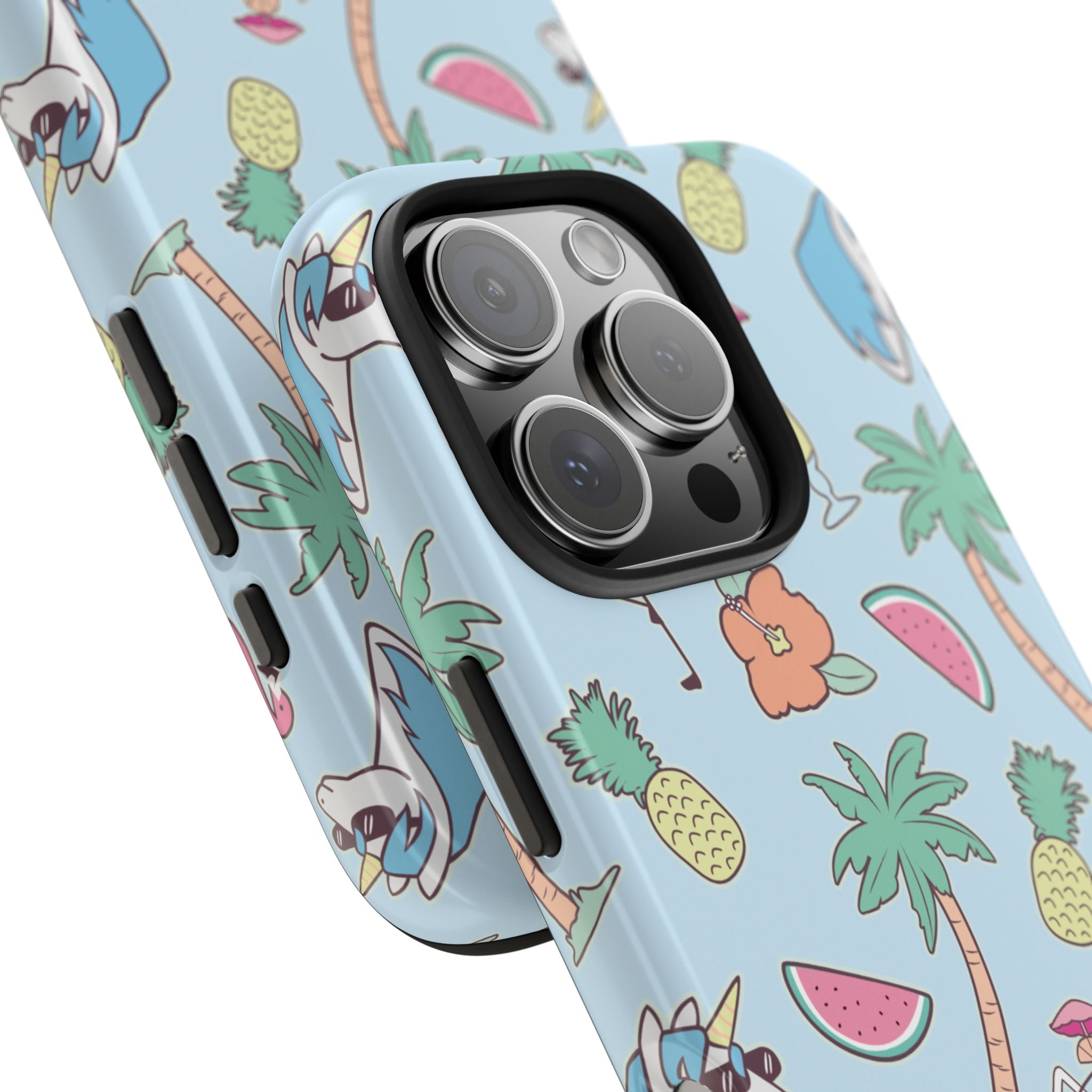 Tropical Summer Tough Phone Case — Pineapple, Flamingo & Palm Pattern