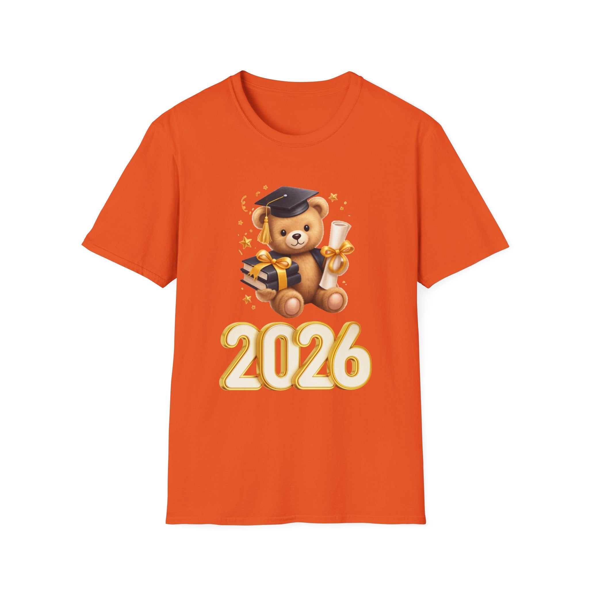 2026 Graduation Bear T-Shirt — Cute Teddy Grad Cap & Diploma Tee