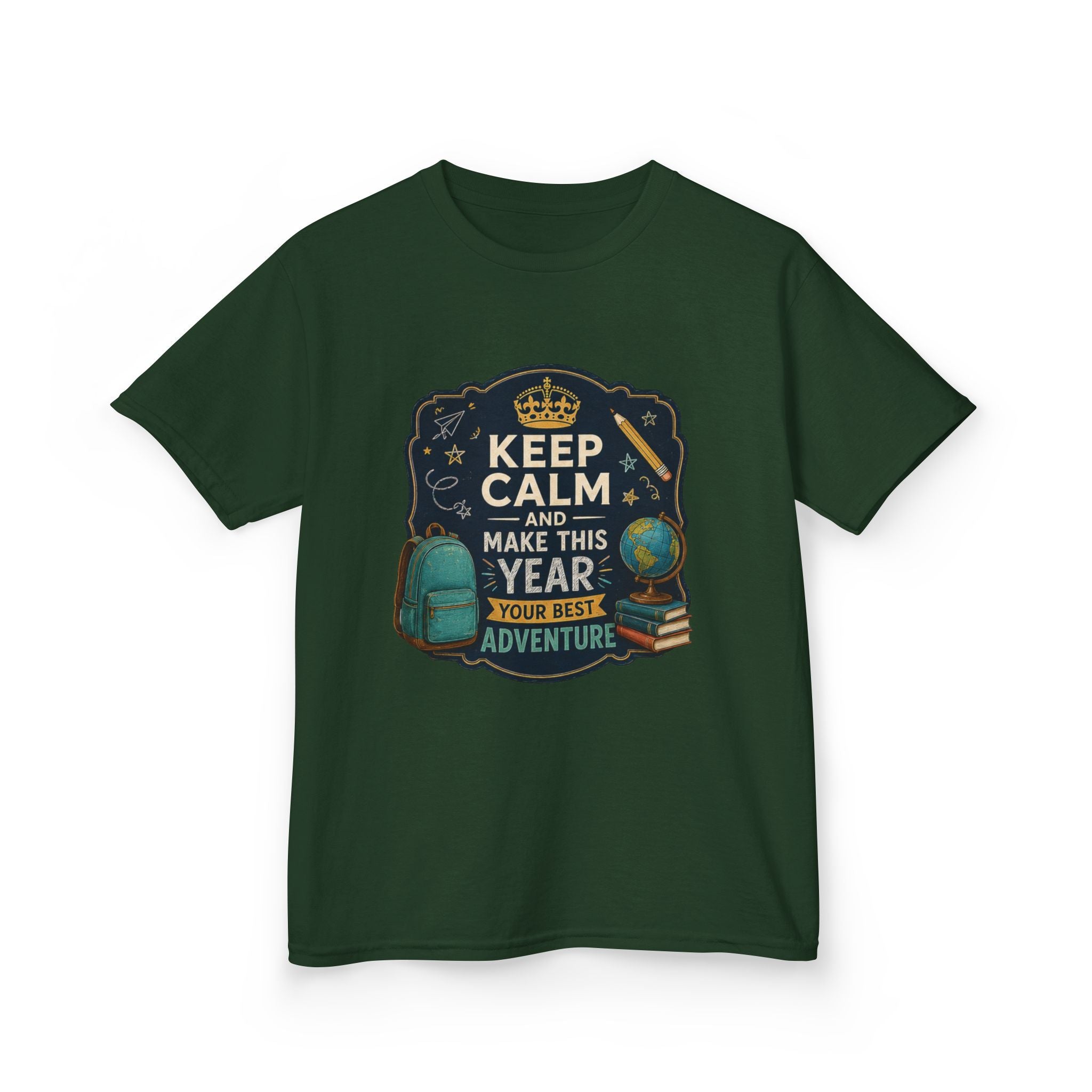 Kids Tee — "Keep Calm and Make This Year Your Best Adventure" Travel Graphic