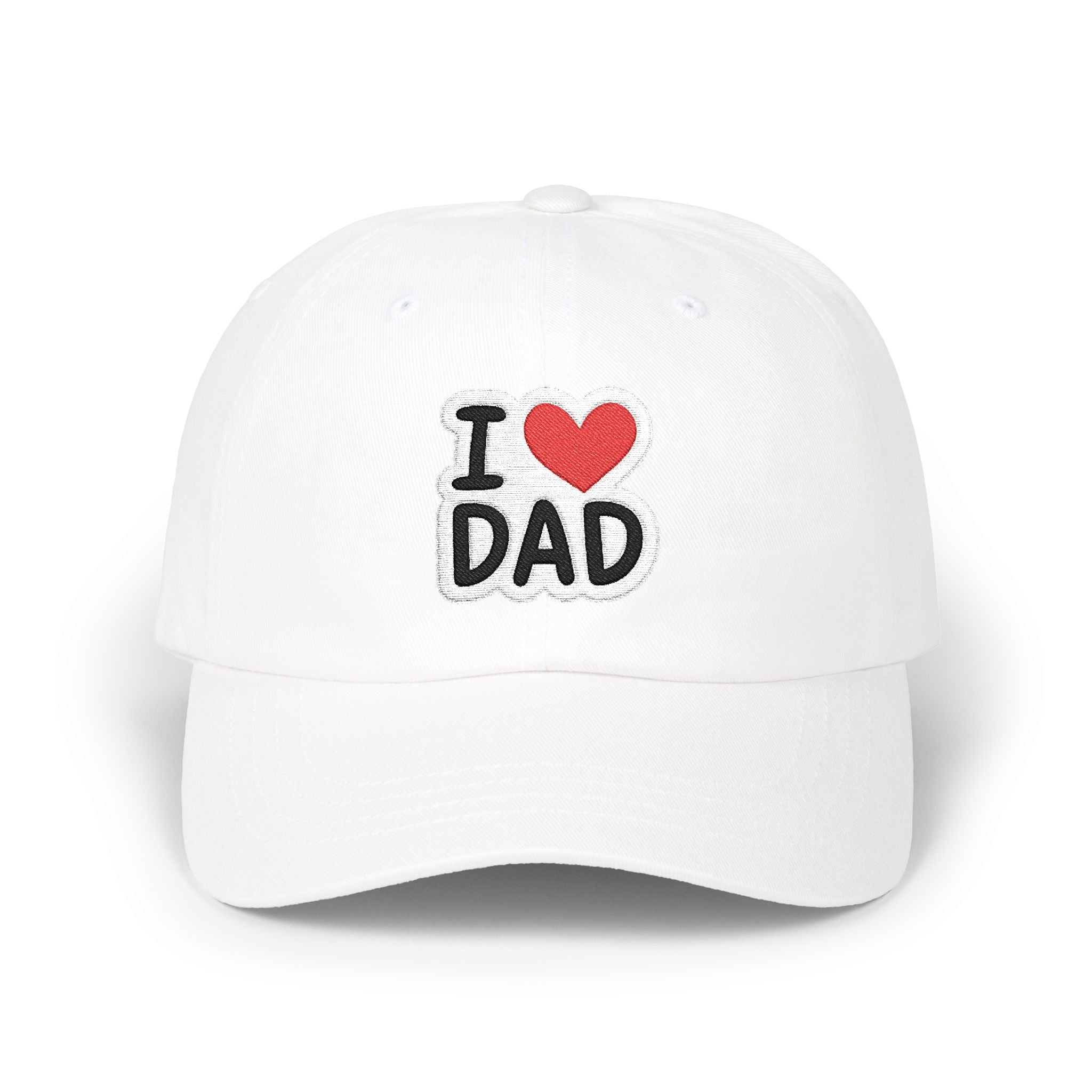 I  DAD Embroidered Dad Cap — Classic White Baseball Hat for Father’s Day