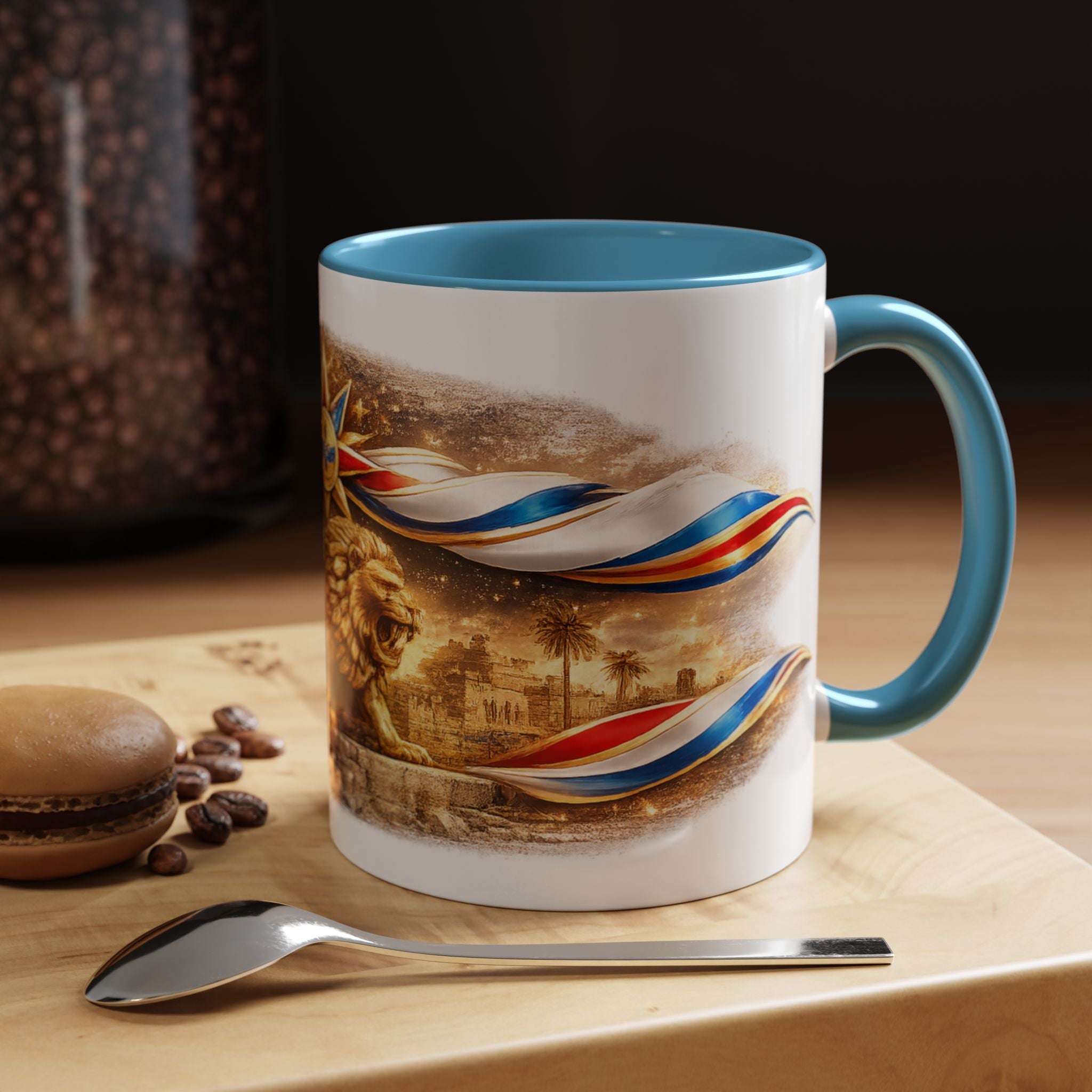 Golden Lion Emblem Accent Coffee Mug (11oz)