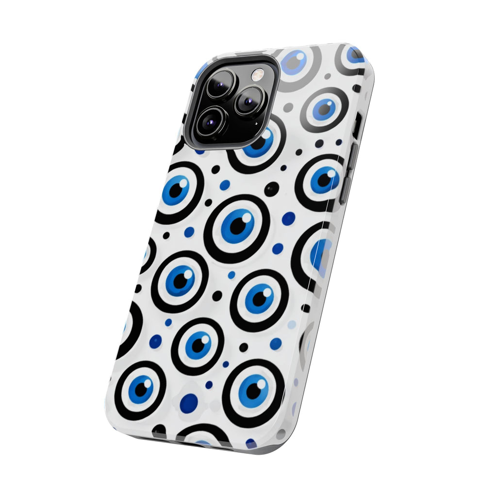 Blue Evil Eye Pattern Tough Phone Case — Protective Ceramic Nazar Design