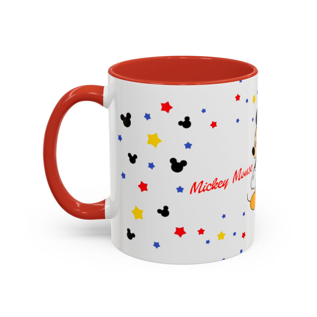 Mickey Mouse Accent Coffee Mug — Retro Cartoon Stars Design (11oz)
