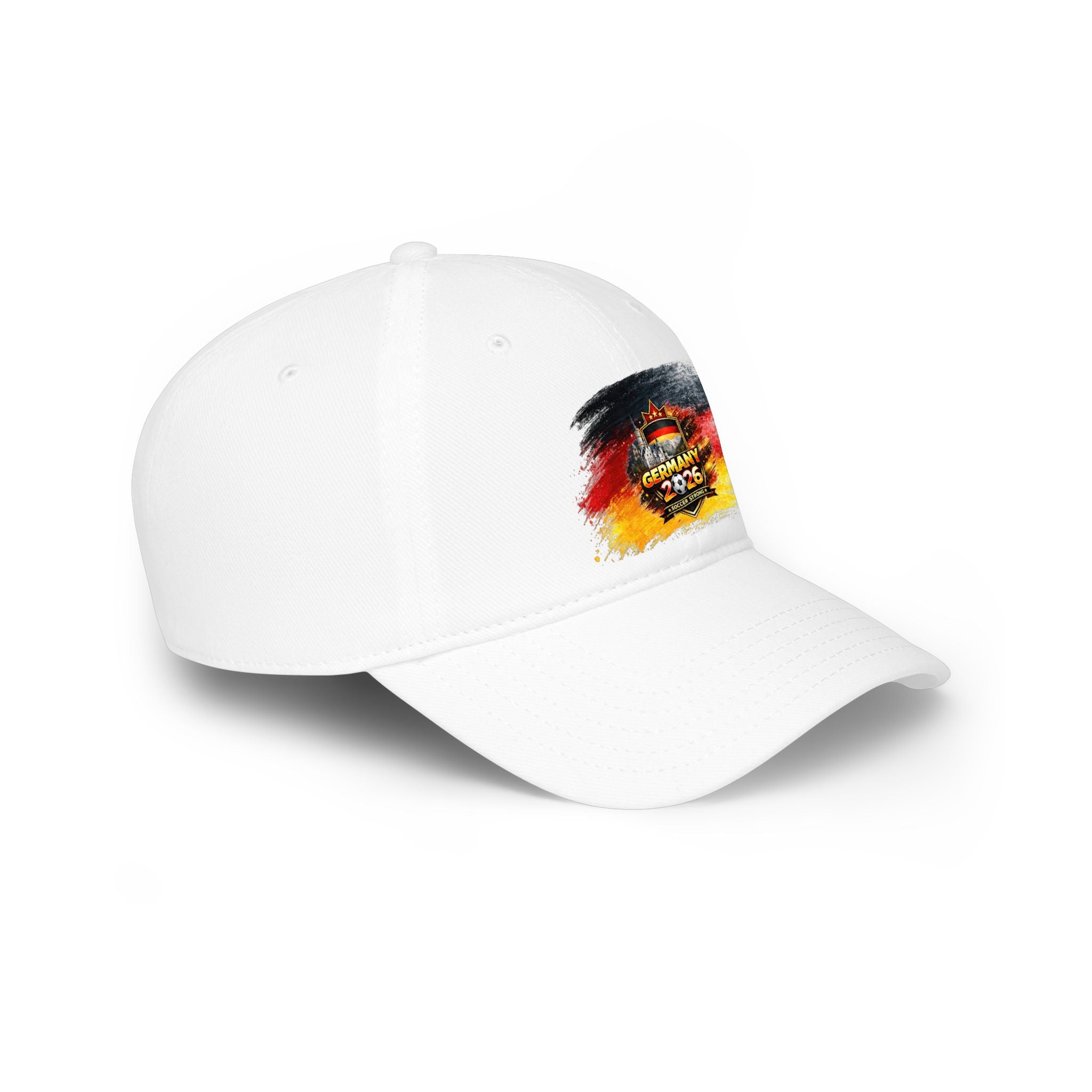Germany 2026 Soccer Crest Baseball Cap — German Flag Brushstroke Football Hat
